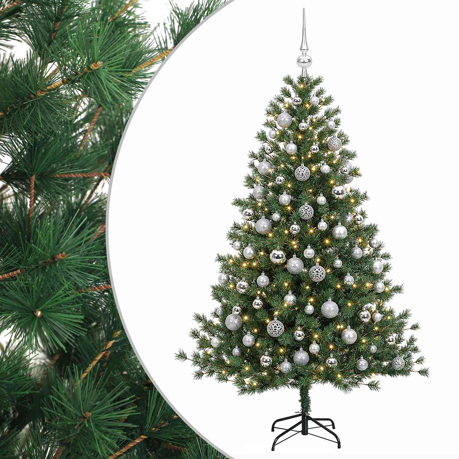 Umetna božična jelka z bučko 180 cm 300 LED Toplo bela