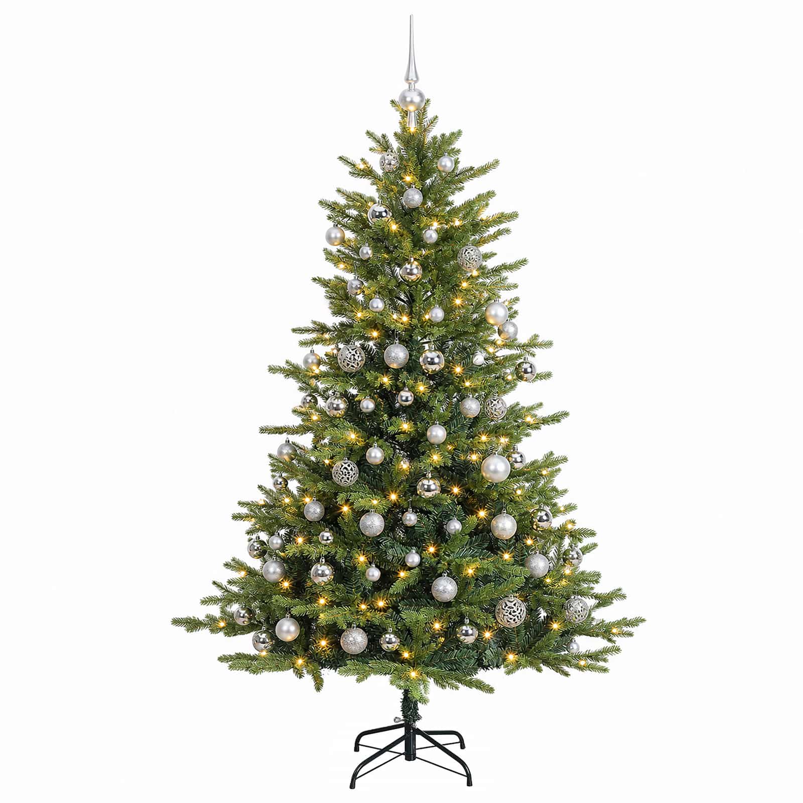 Umetna božična jelka z bučko 210 cm 300 LED Toplo bela