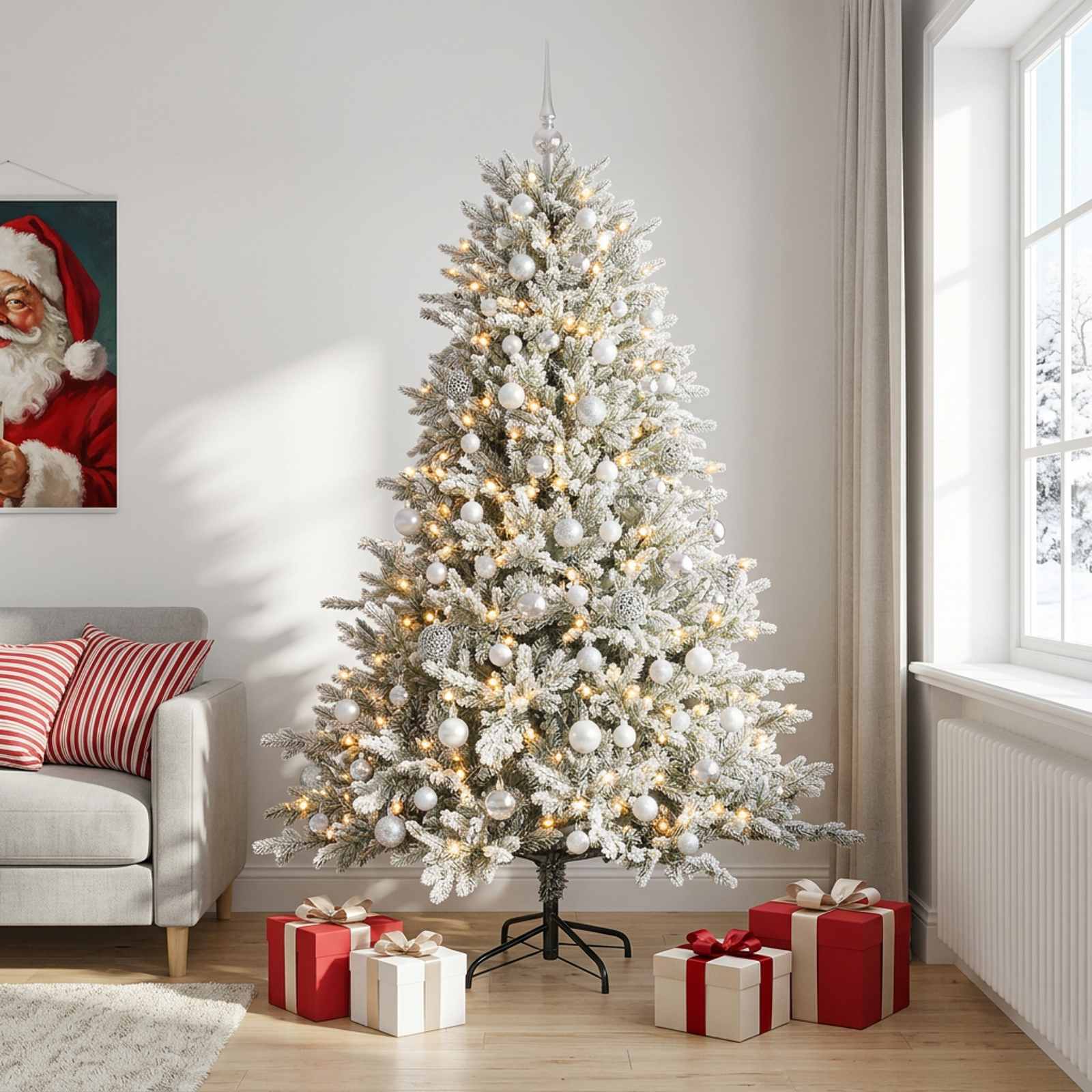 Umetna božična jelka z bučko 240 cm 300 LED Toplo bela