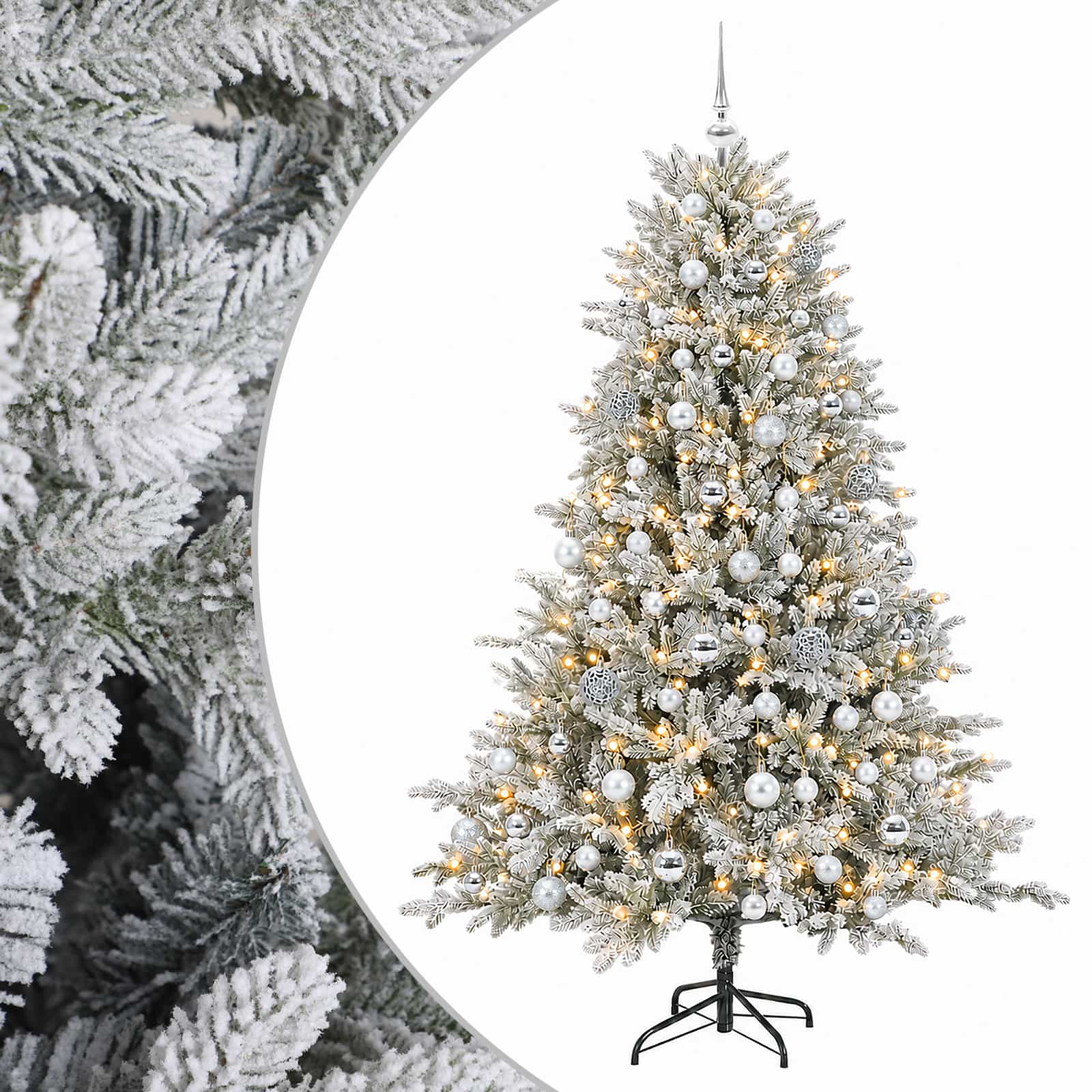 vidaXL Brad de Crăciun artificial cu glob 240 cm 300 LED-uri Alb cald
