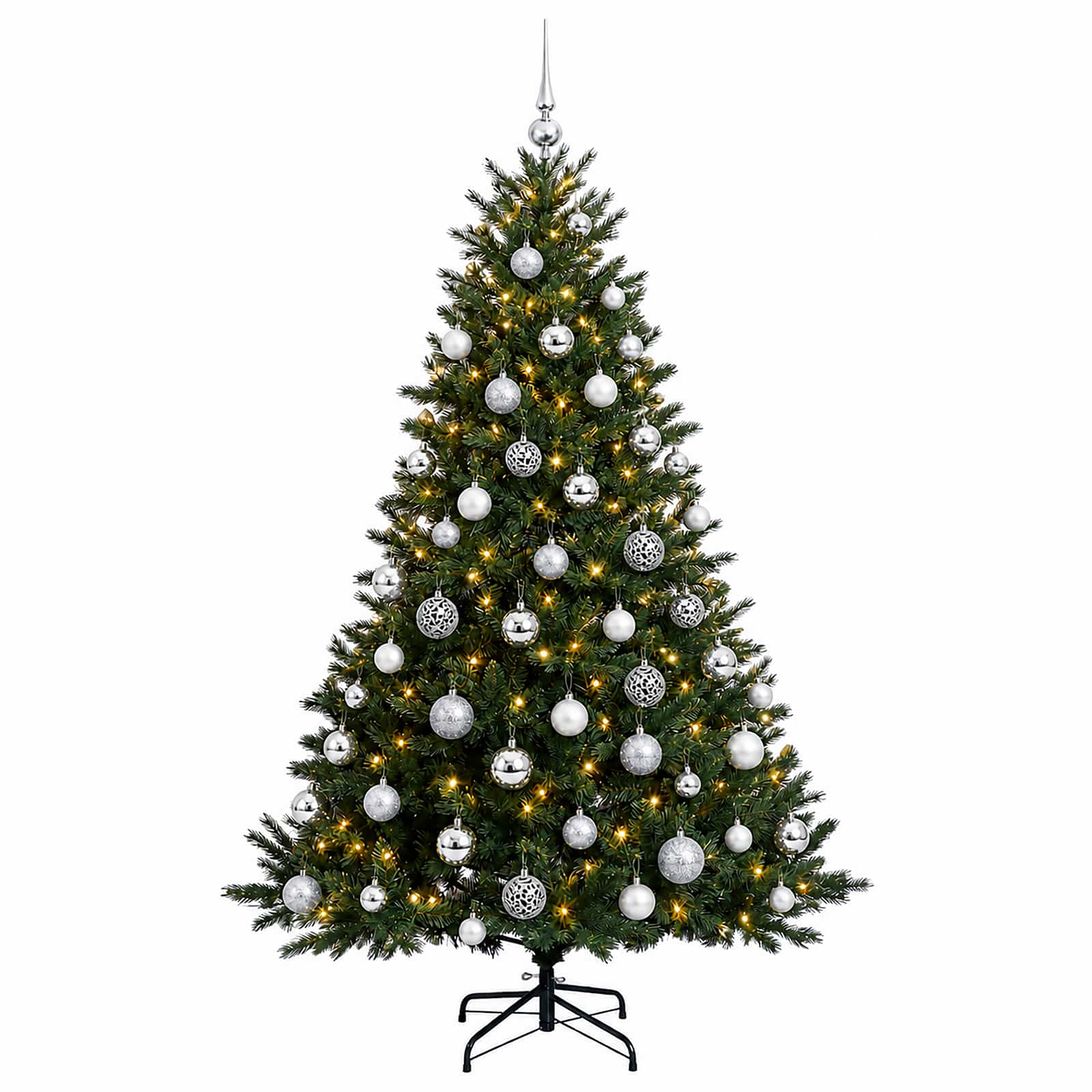 Umetna božična jelka z bučko 210 cm 300 LED Toplo bela