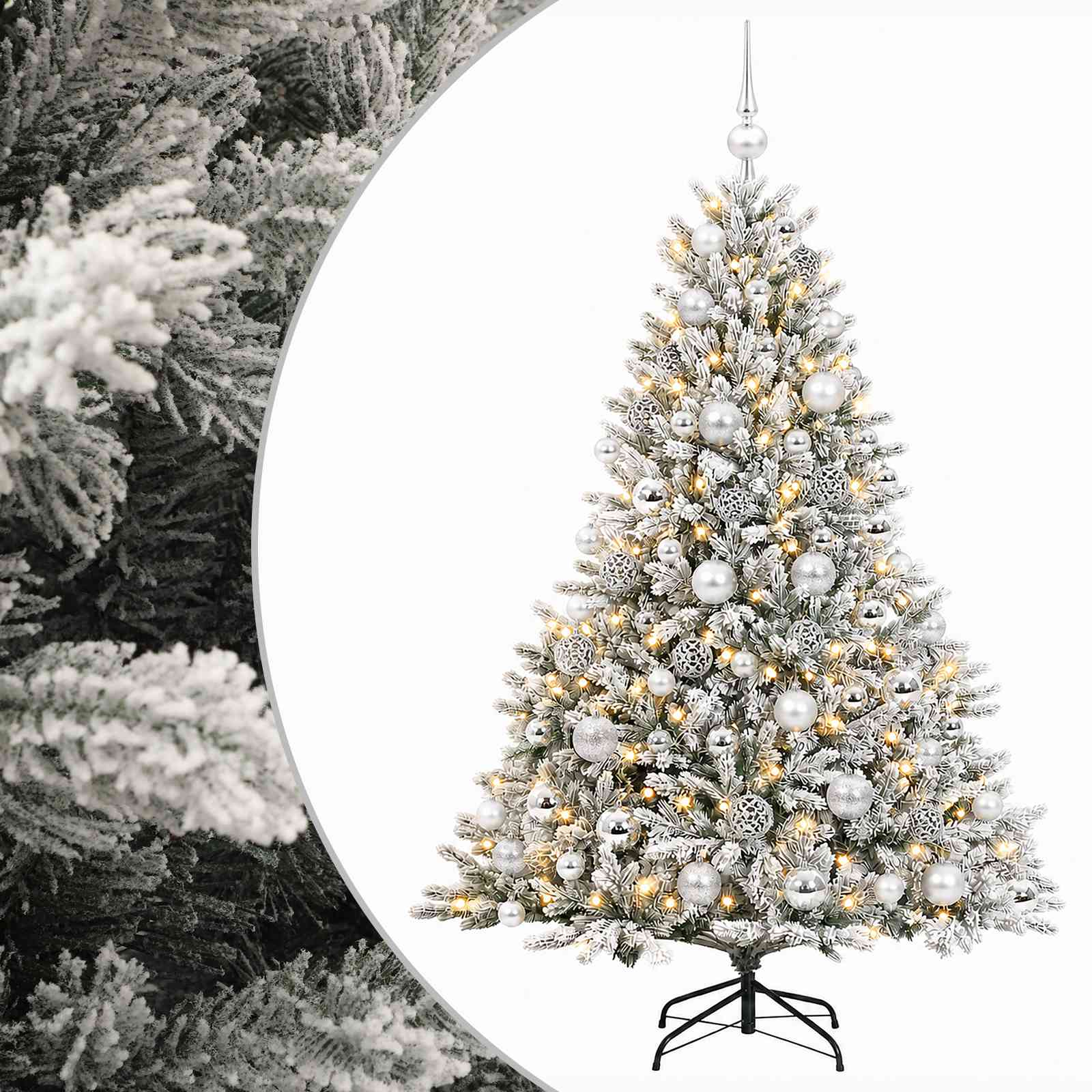 Umetna božična jelka z bučko 210 cm 300 LED Toplo bela