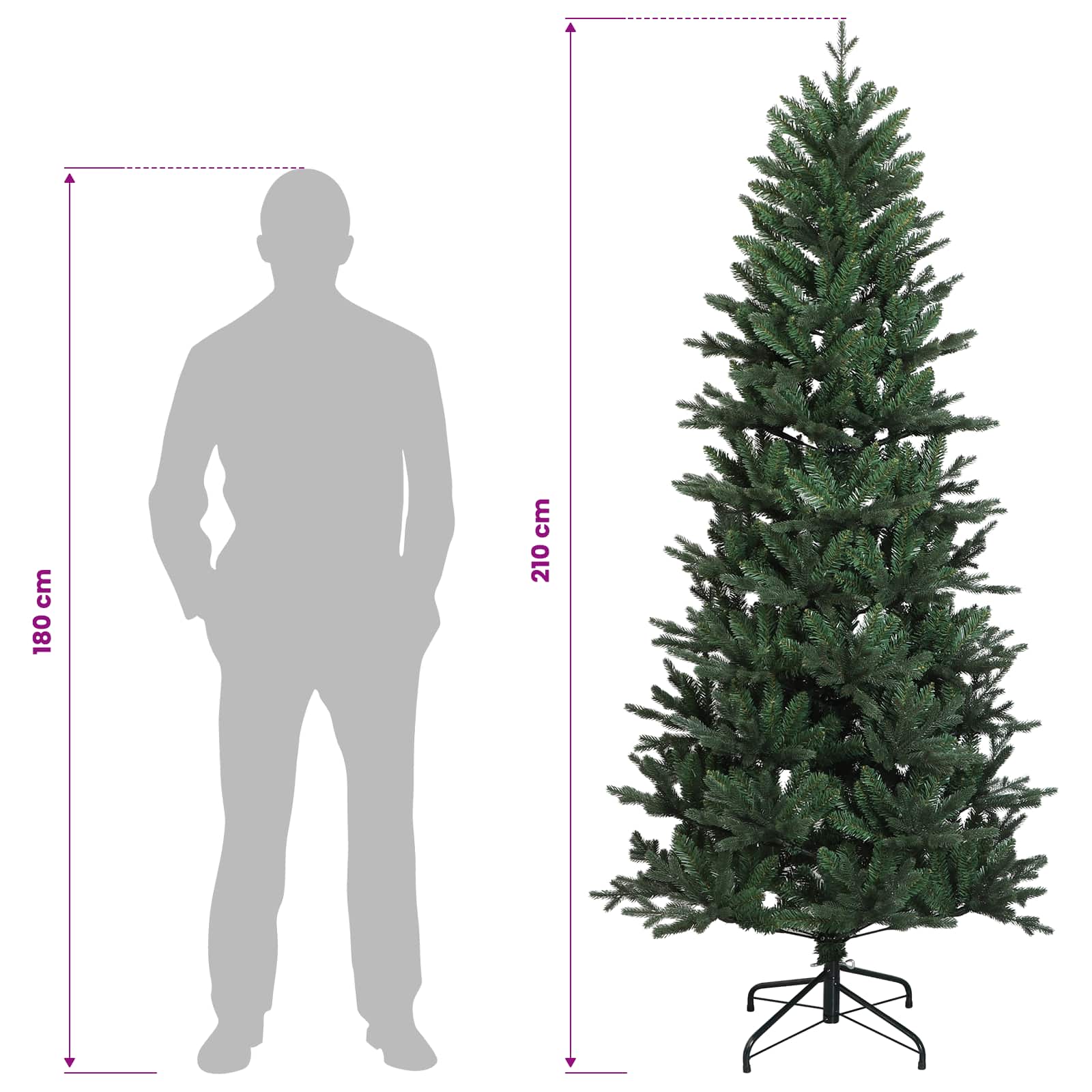 Umetna božična jelka z bučko 210 cm 300 LED Toplo bela
