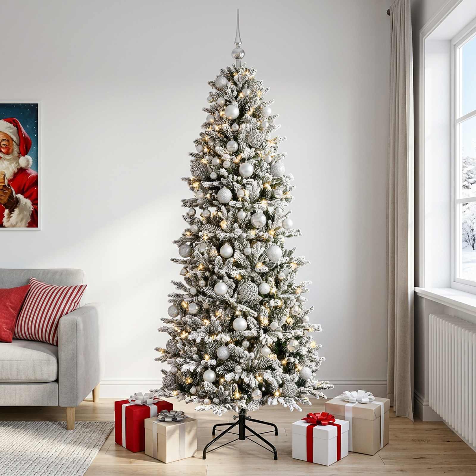 Umetna božična jelka z bučko 180 cm 300 LED Toplo bela