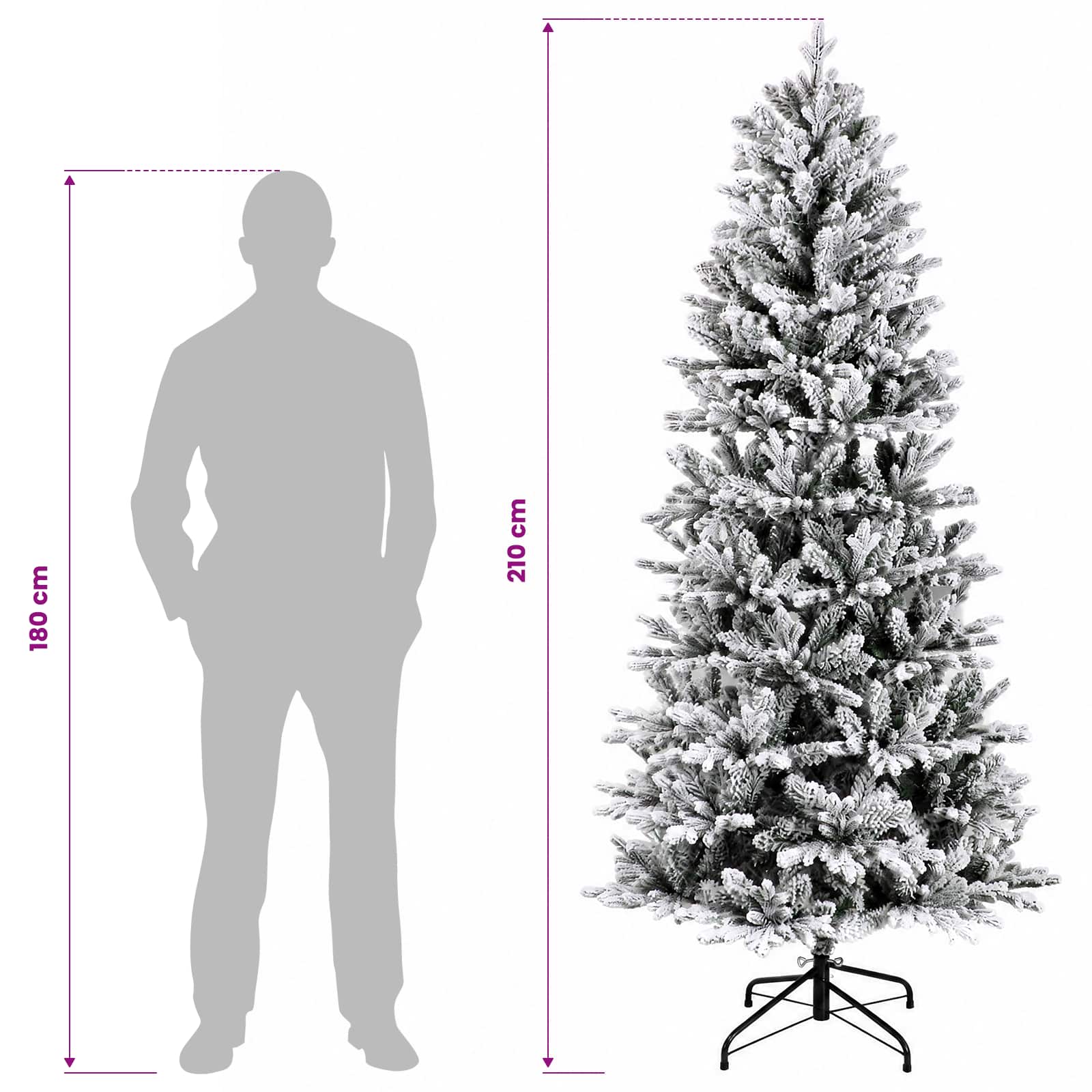 Umetna božična jelka z bučko 210 cm 300 LED Toplo bela