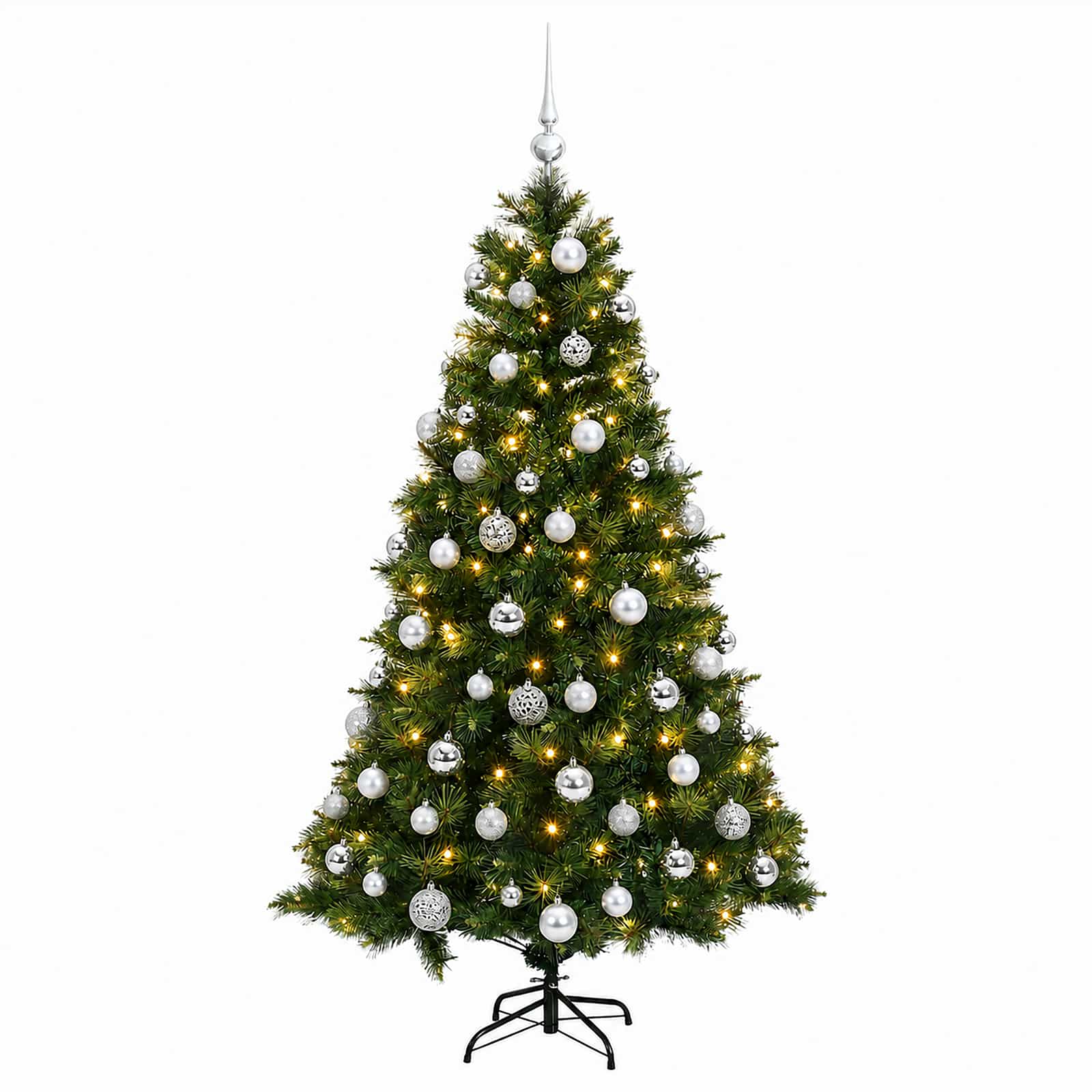 Umetna božična jelka z bučko 180 cm 300 LED Toplo bela