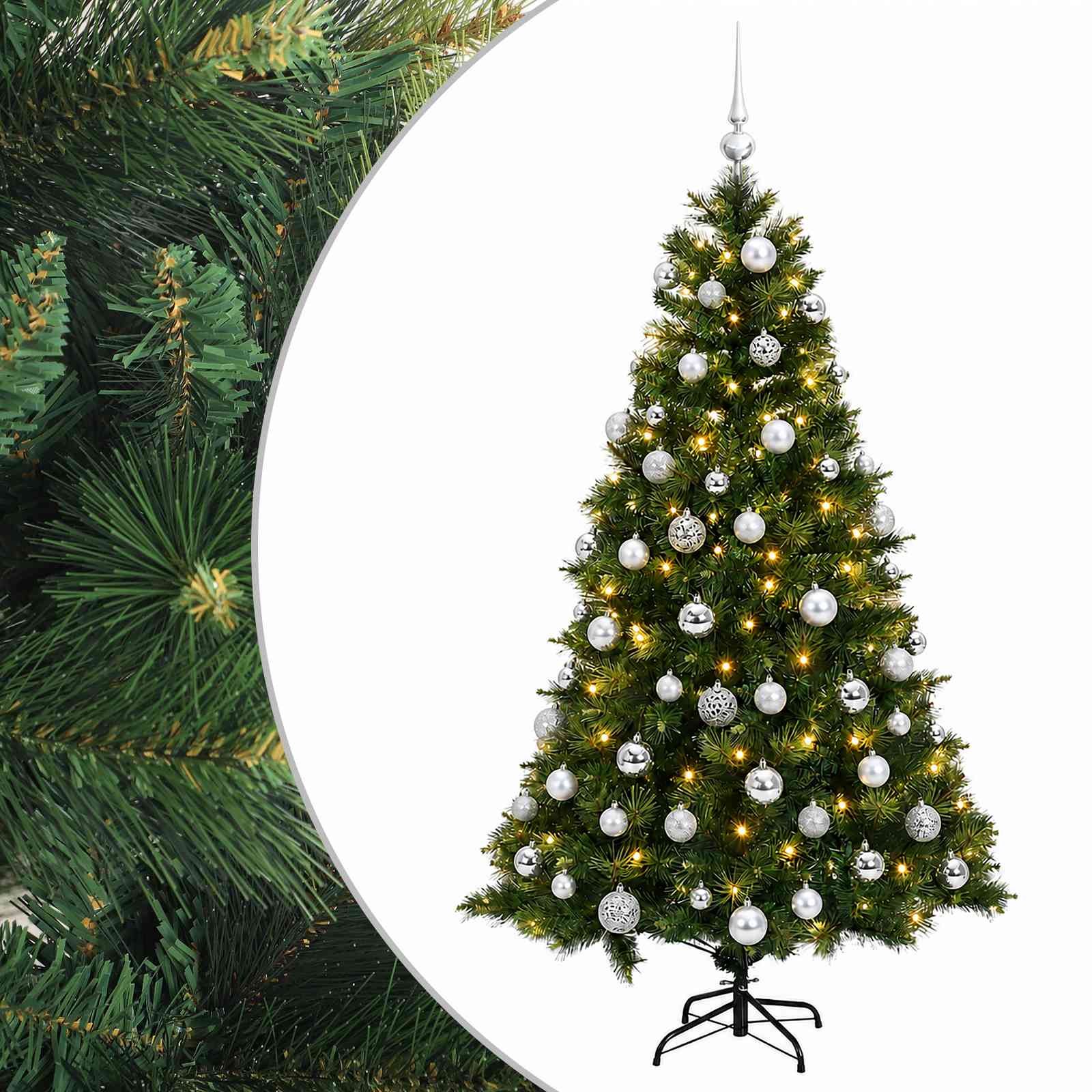 Umetna božična jelka z bučko 240 cm 300 LED Toplo bela