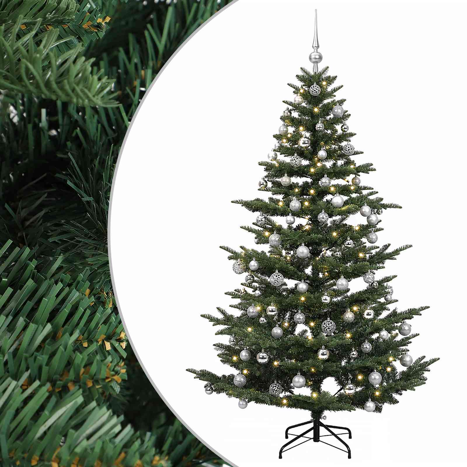 vidaXL Brad de Crăciun artificial cu glob 180 cm 300 LED-uri Alb cald