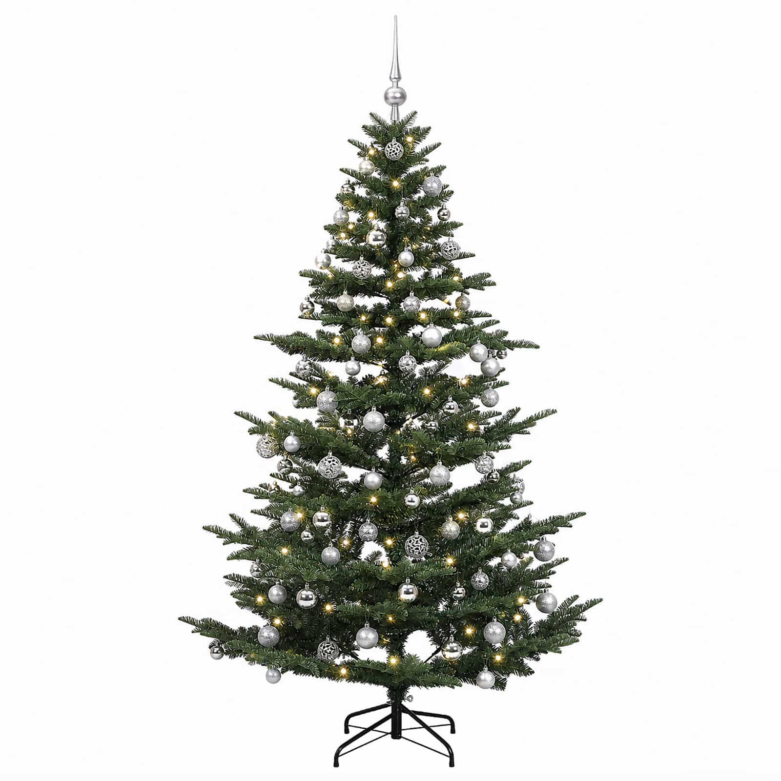 Umetna božična jelka z bučko 210 cm 300 LED Toplo bela