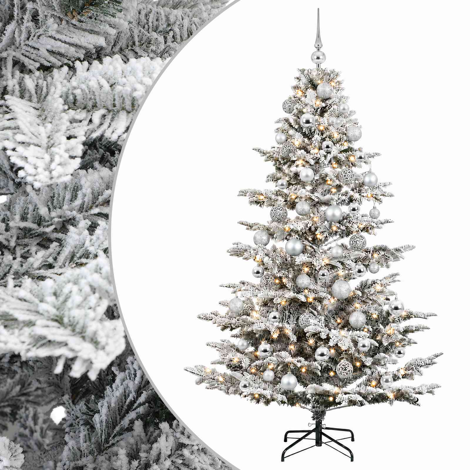 vidaXL Brad de Crăciun artificial cu glob 240 cm 300 LED-uri Alb cald