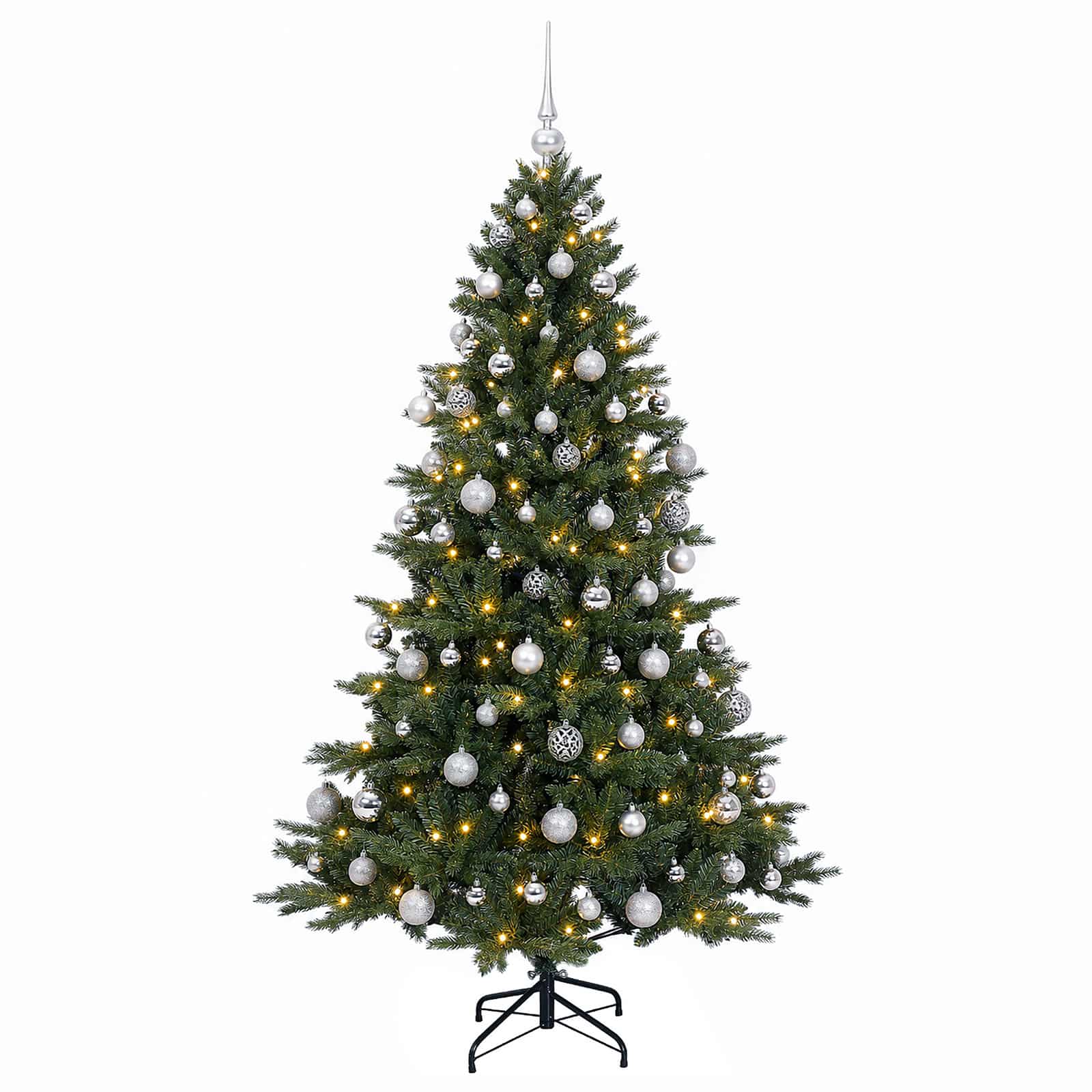 Umetna božična jelka z bučko 180 cm 300 LED Toplo bela