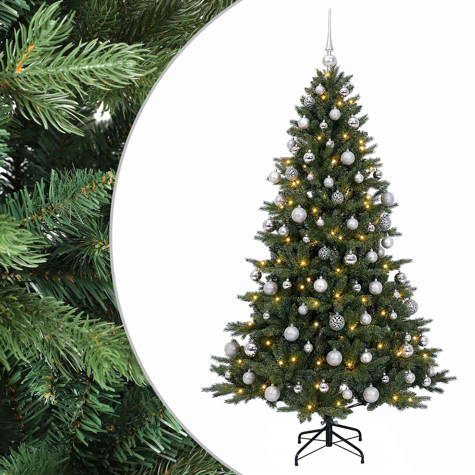 Umetna božična jelka z bučko 240 cm 300 LED Toplo bela