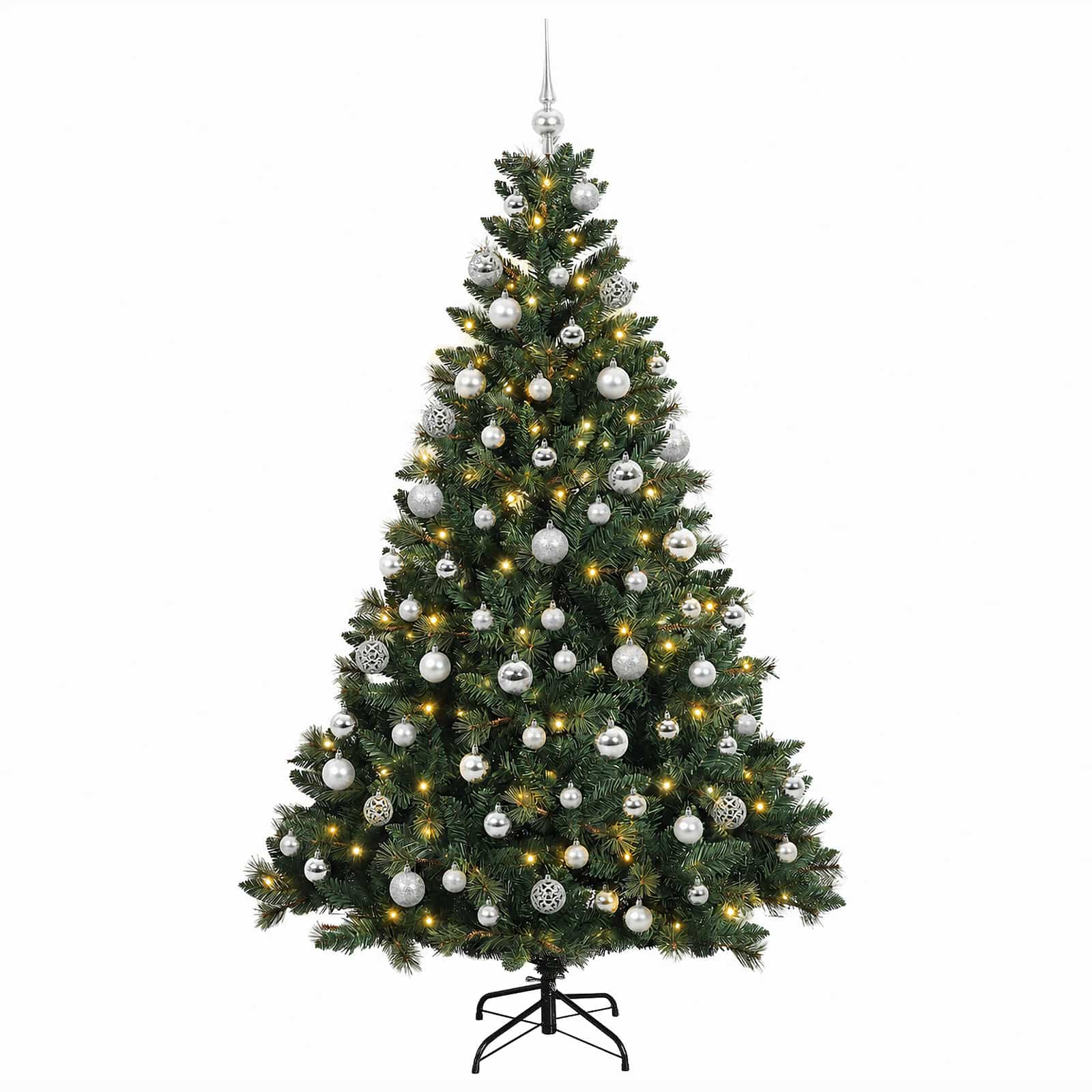Umjetno božično drevo z okrasnimi kroglami 210 cm 300 LED