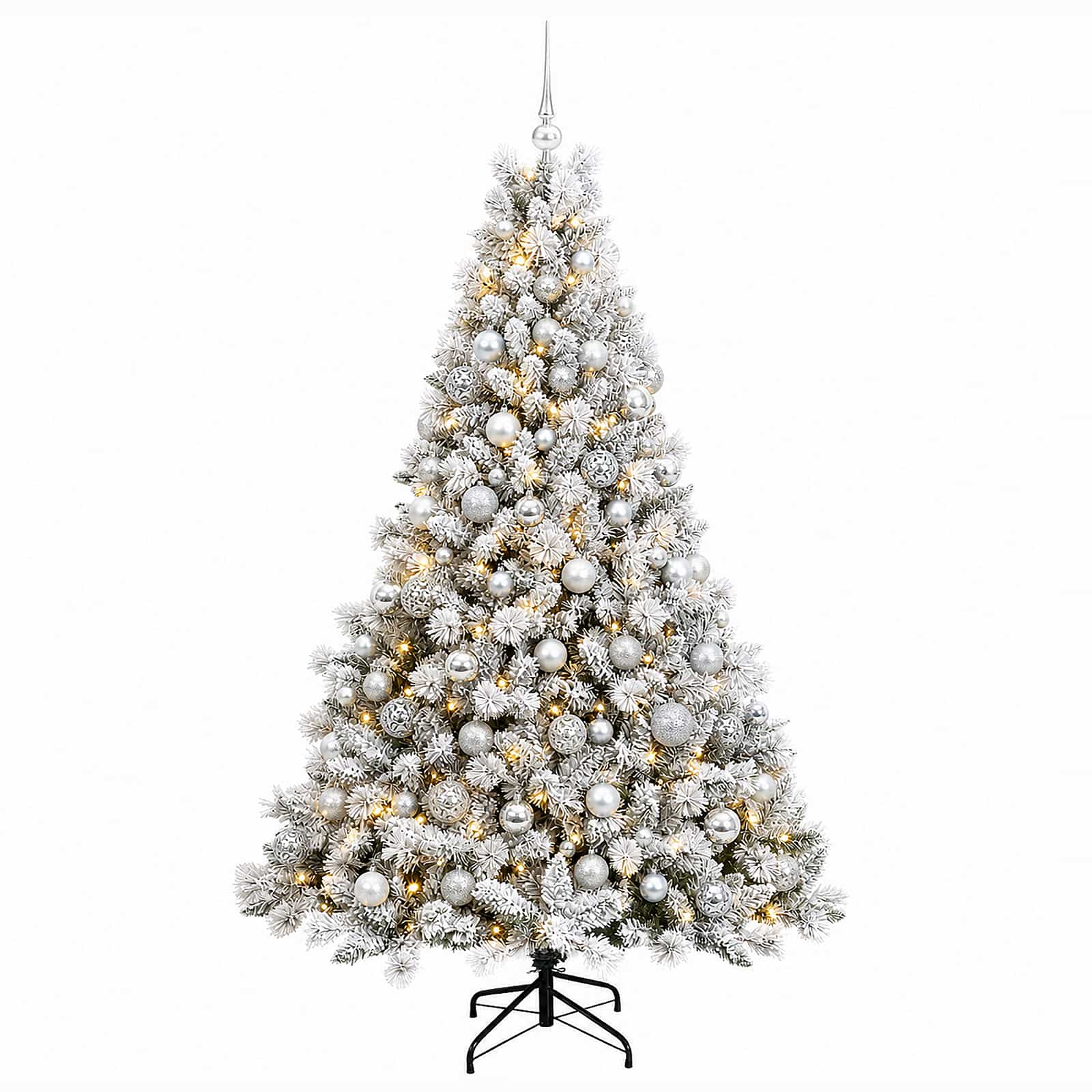 Umjetno božično drevo z okrasnimi kroglami 180 cm 300 LED