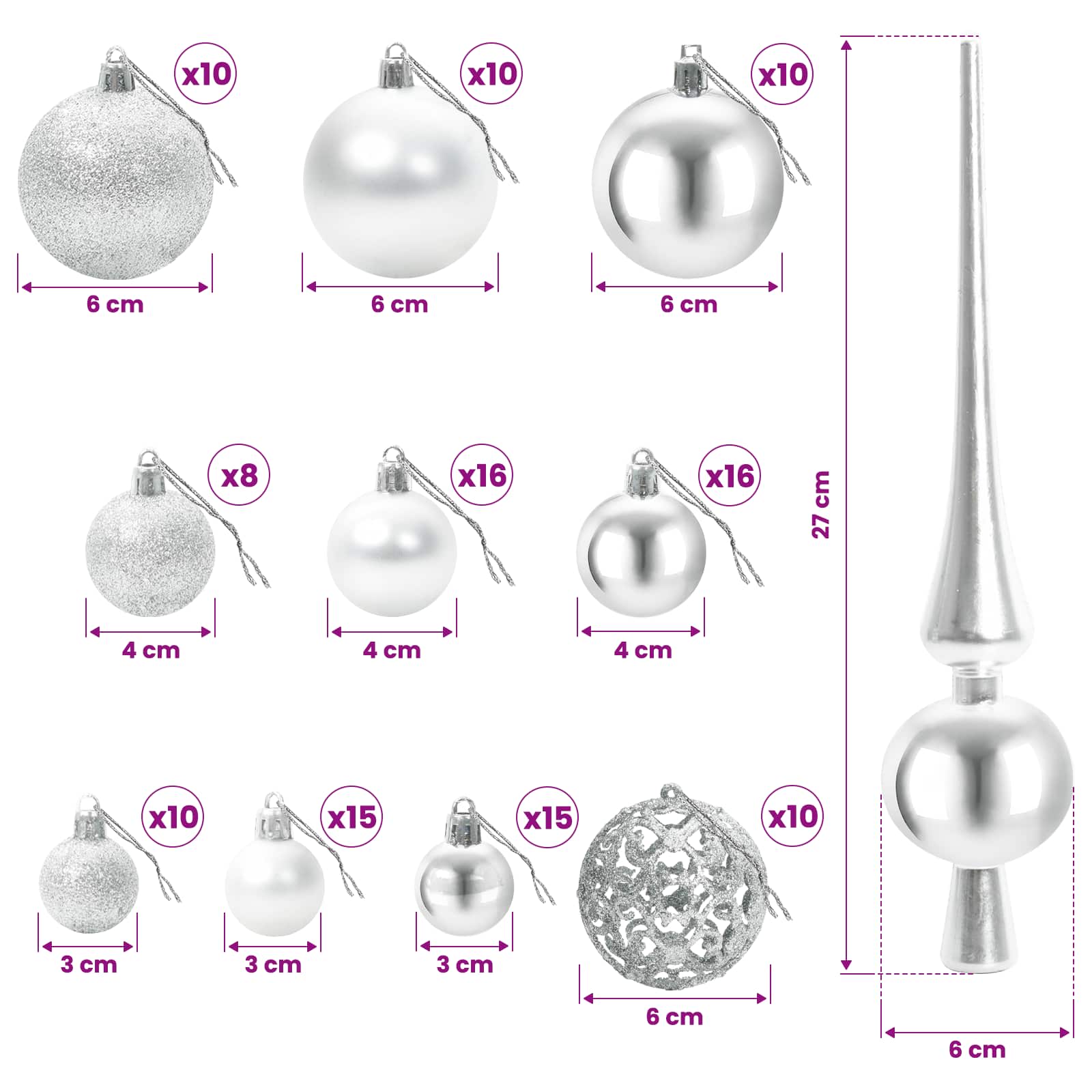 Umjetno božično drevo z okrasnimi kroglami 180 cm 300 LED