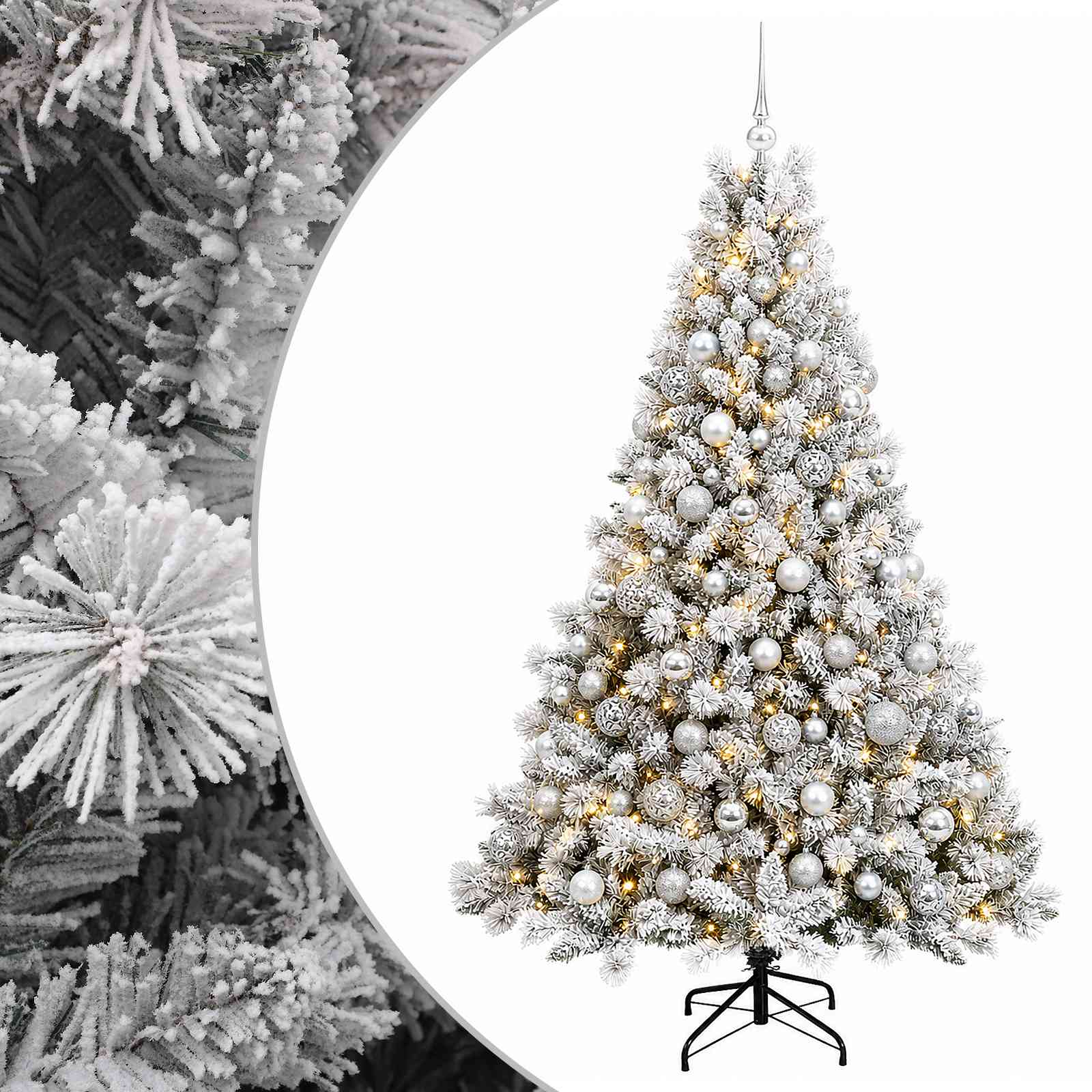 Umjetno božično drevo z okrasnimi kroglami 210 cm 300 LED