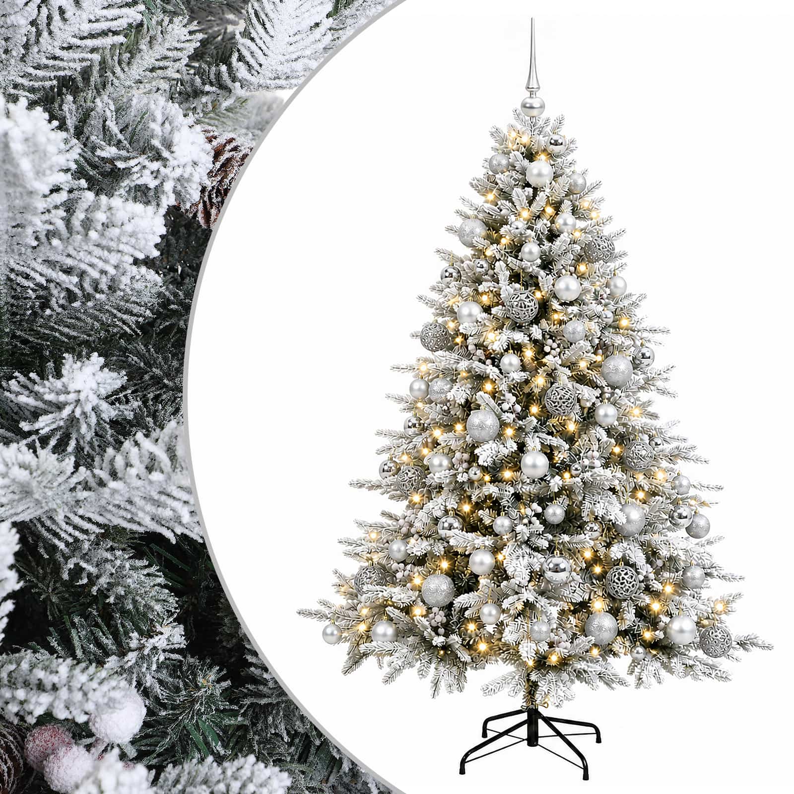 vidaXL Brad de Crăciun artificial cu glob 210 cm 300 LED-uri Alb cald