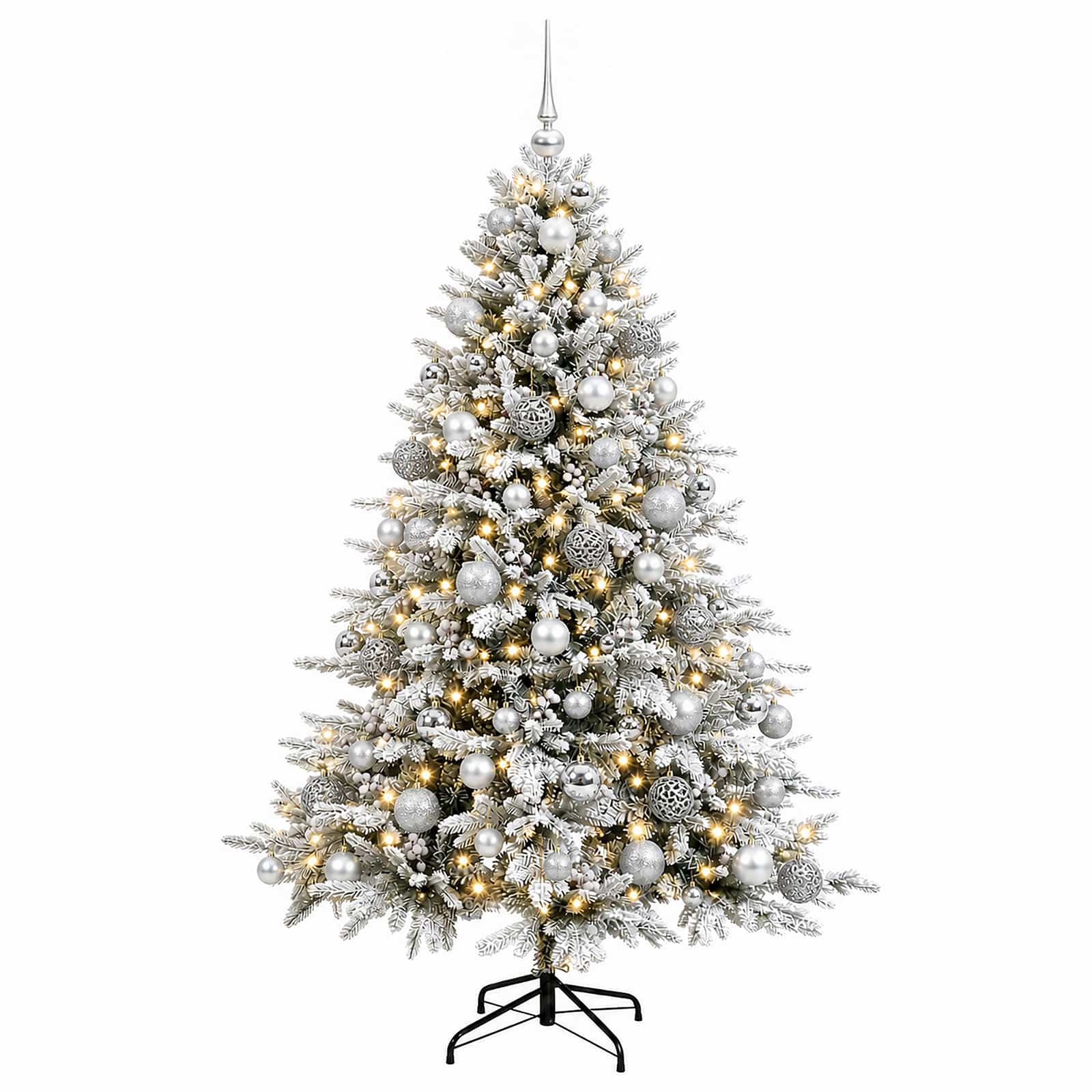 Umetna božična jelka z bučko 210 cm 300 LED Toplo bela