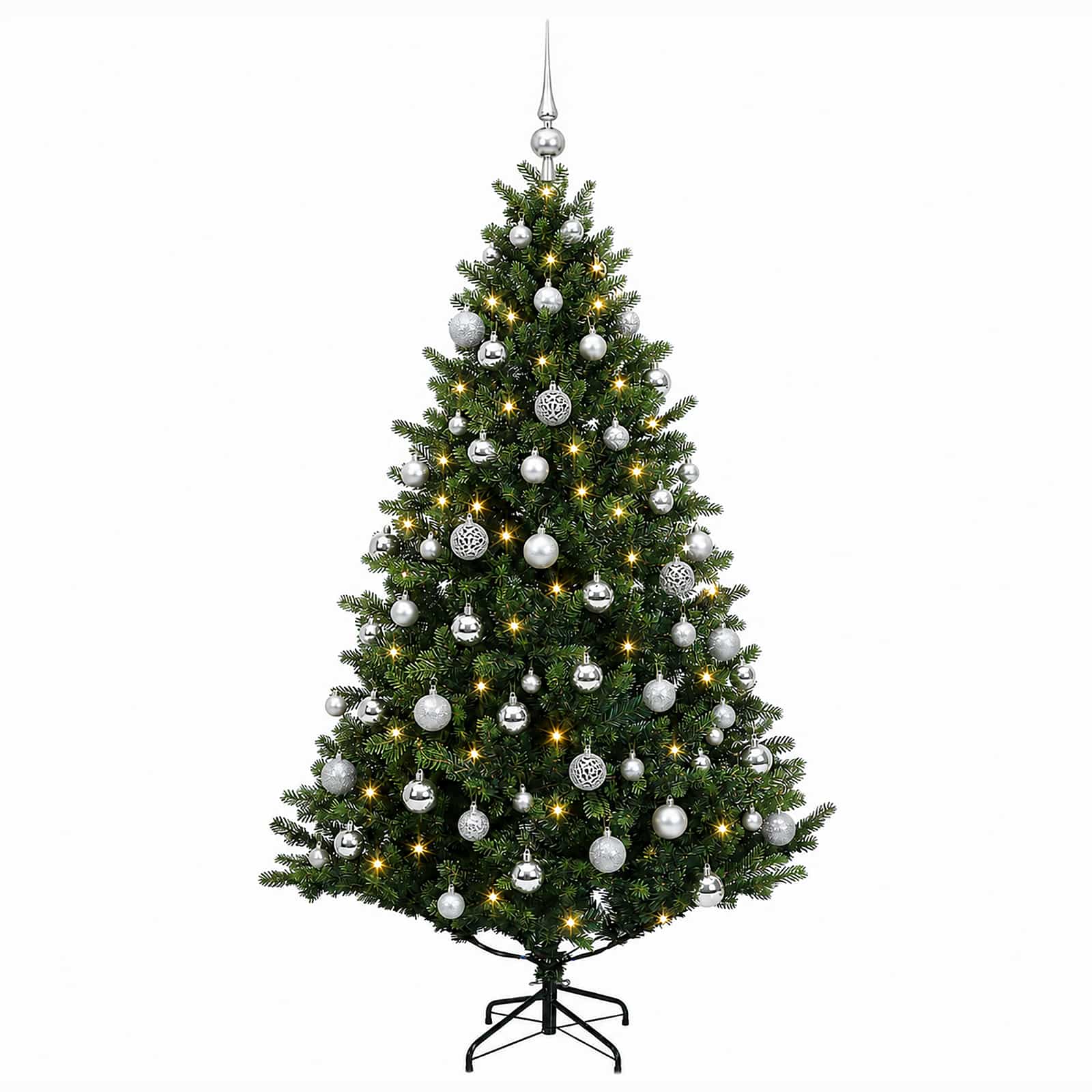Umetna božična jelka z bučko 180 cm 300 LED Toplo bela