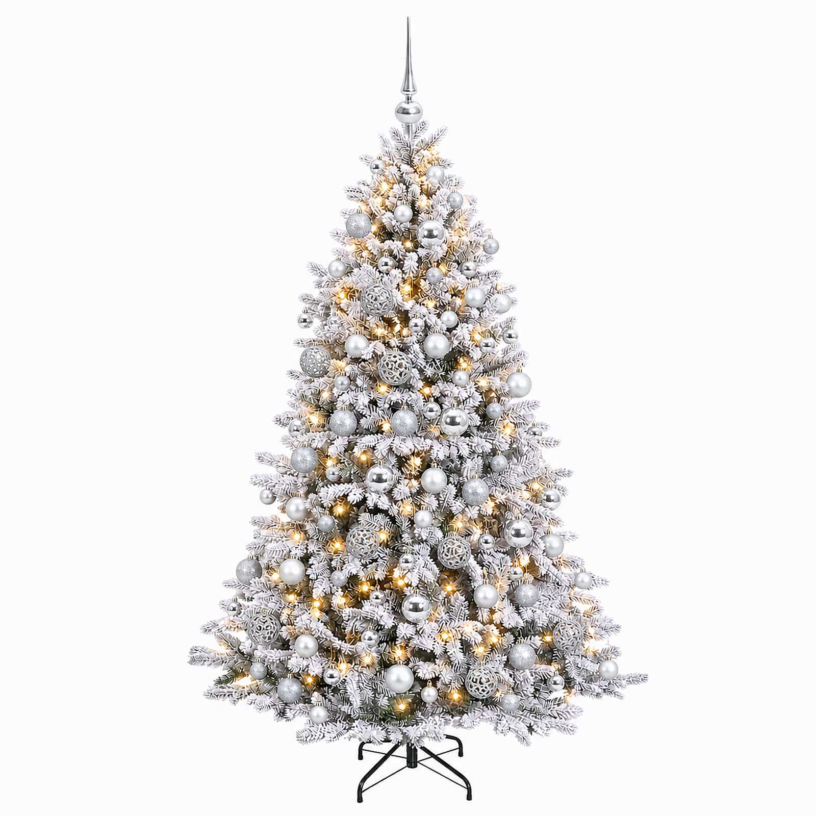 Umjetno božično drevo z okrasnimi kroglami 210 cm 300 LED