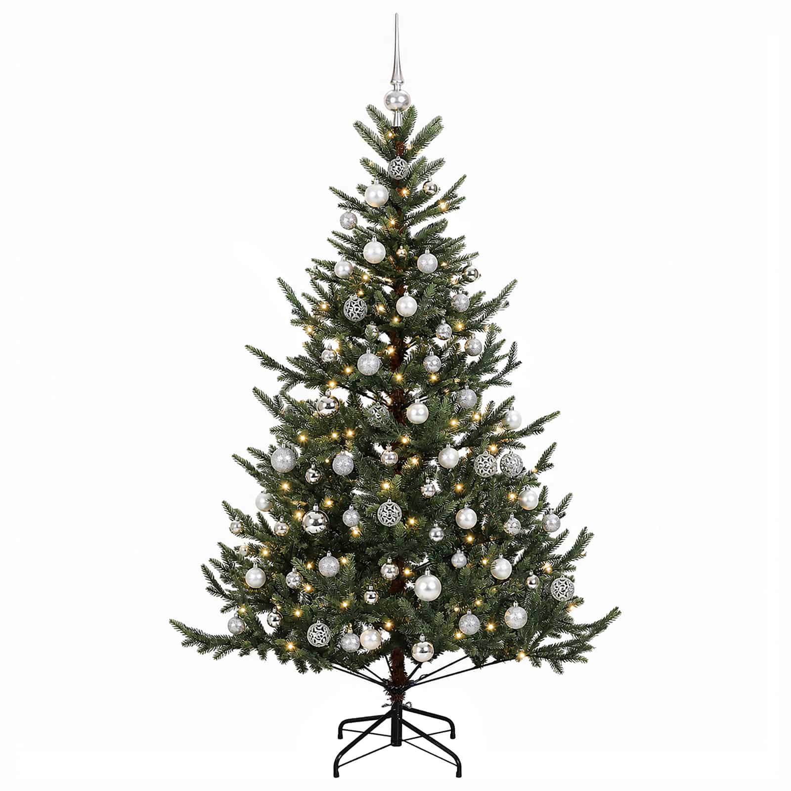 Umetna božična jelka z bučko 180 cm 300 LED Toplo bela