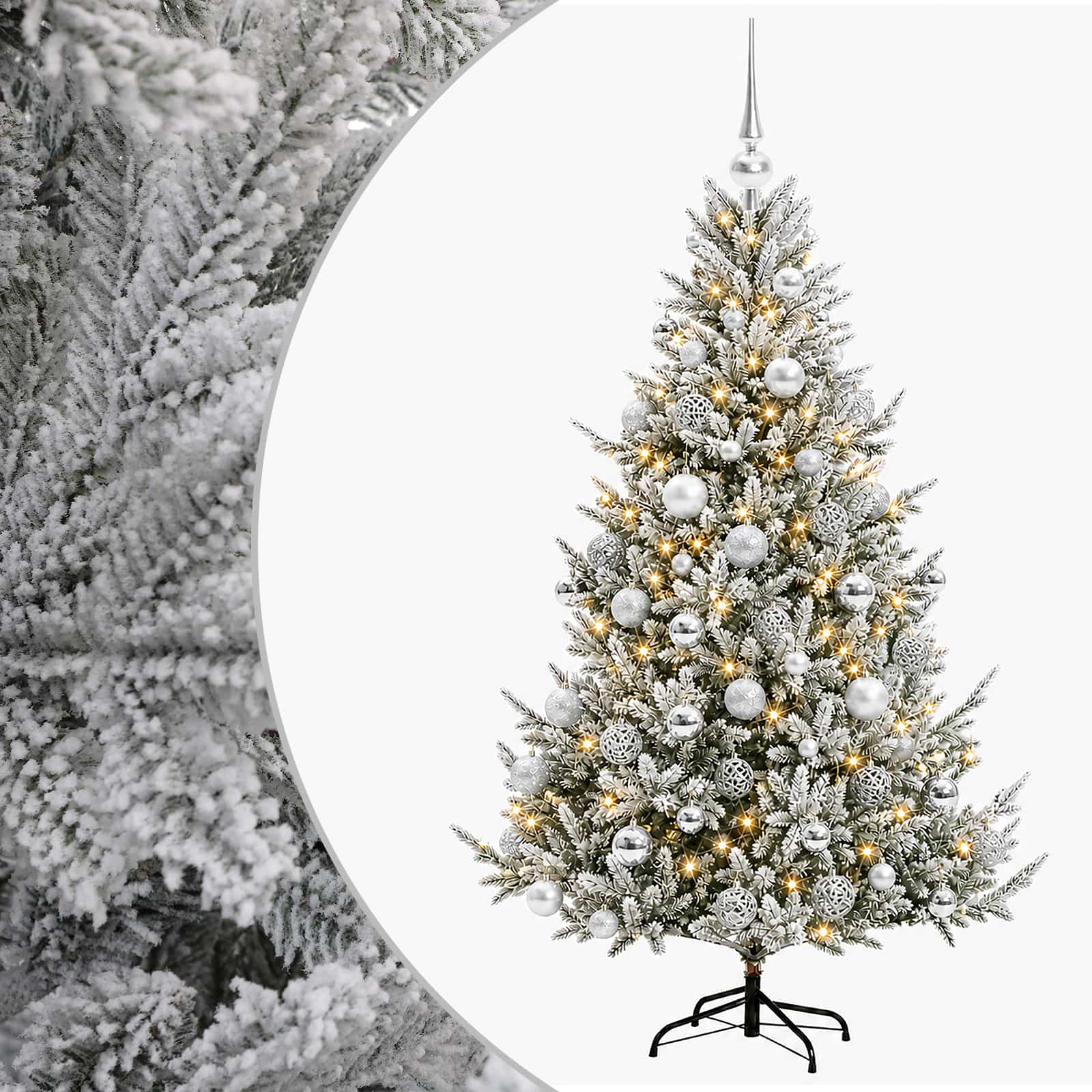 Umetna božična jelka z bučko 210 cm 300 LED Toplo bela