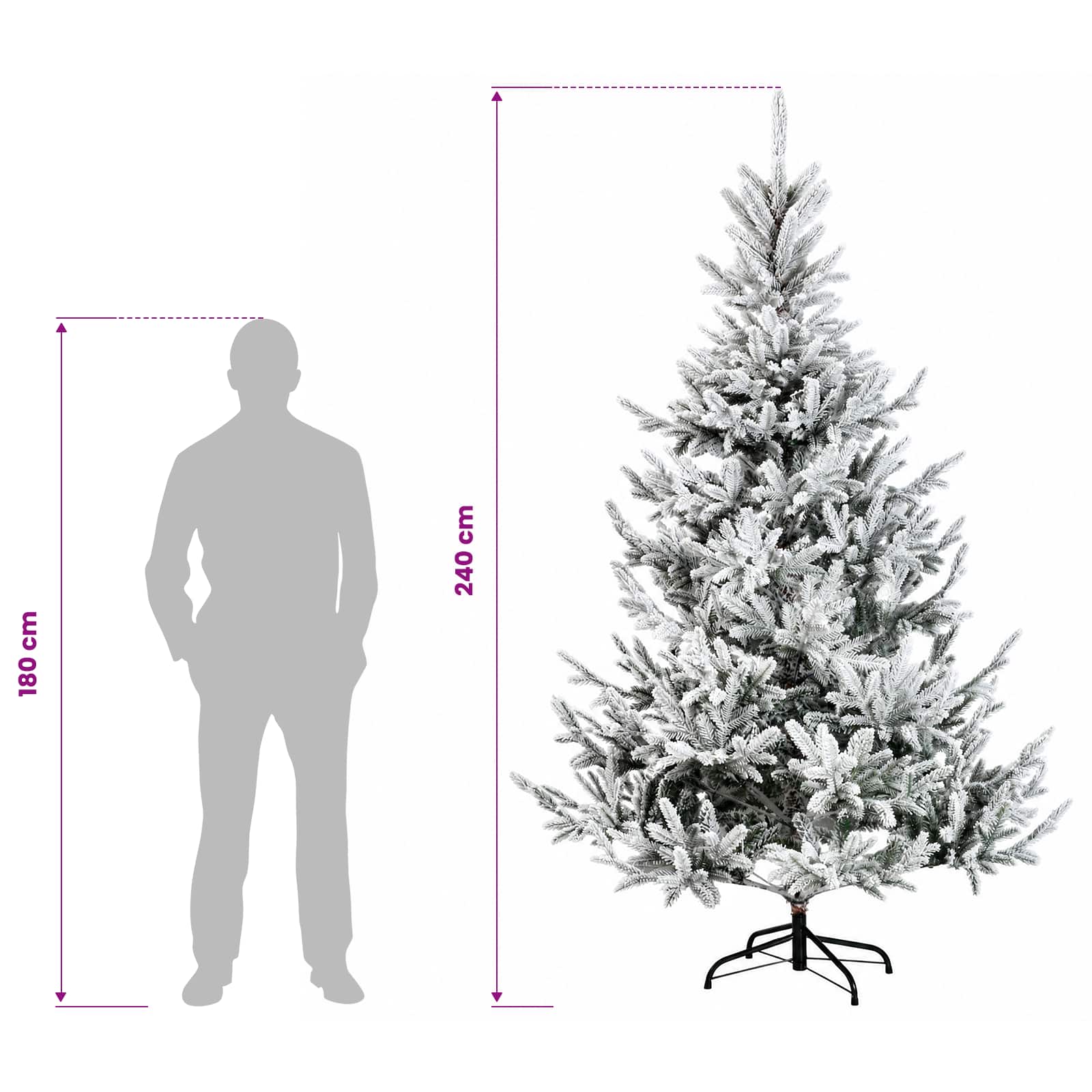 Umetna božična jelka z bučko 240 cm 300 LED Toplo bela