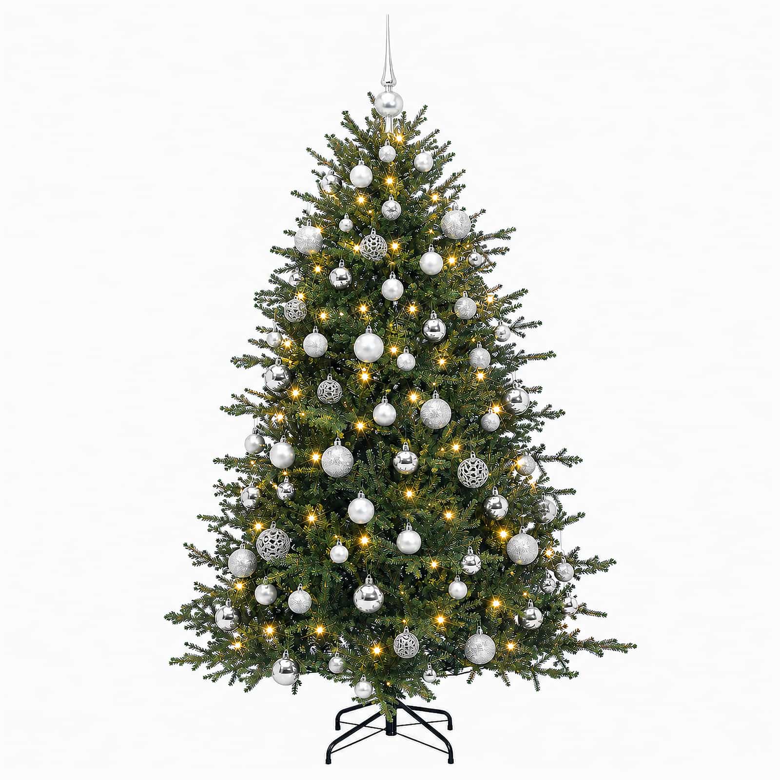 Umetna božična jelka z bučko 180 cm 300 LED Toplo bela