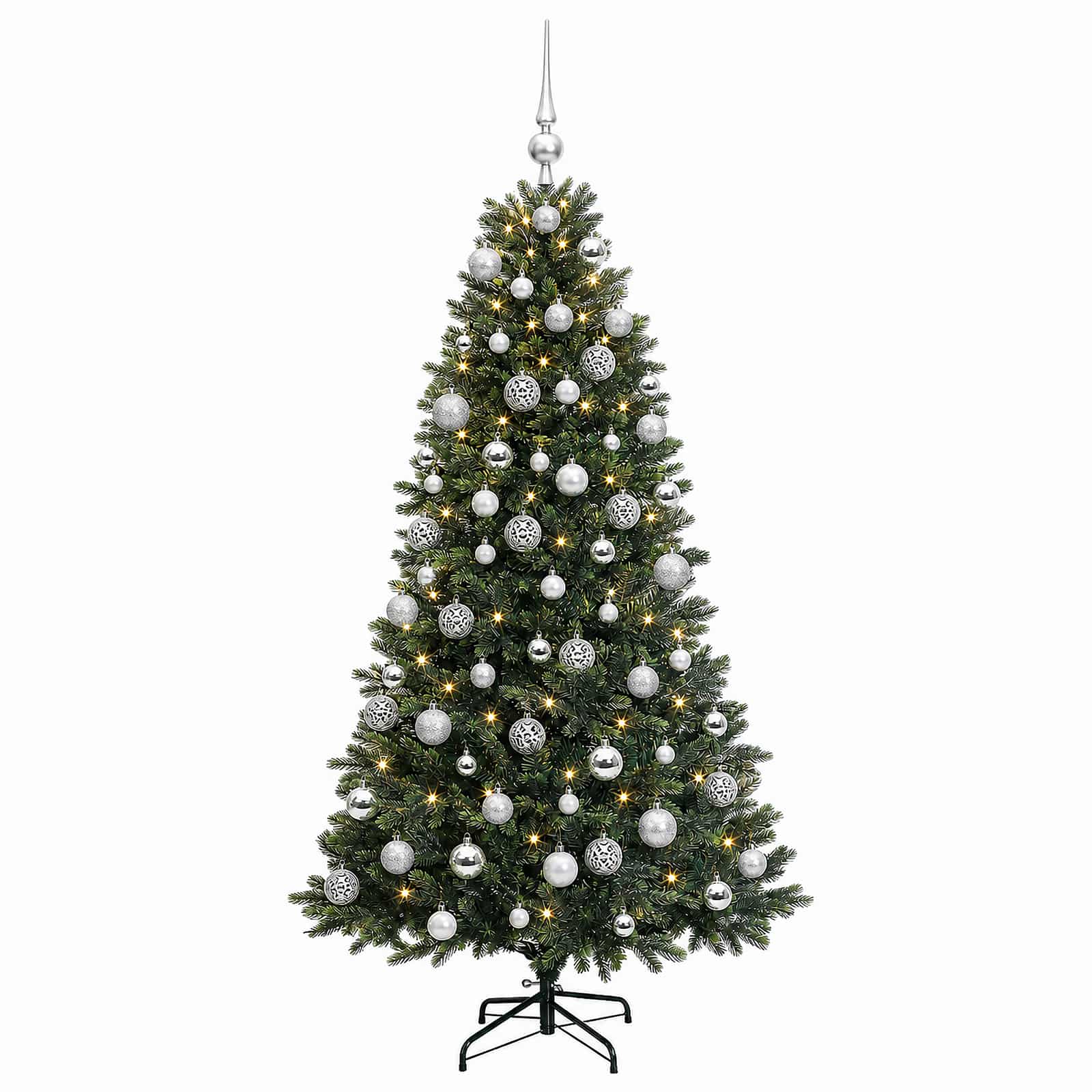 Umjetno božično drevo z okrasnimi kroglami 240 cm 300 LED
