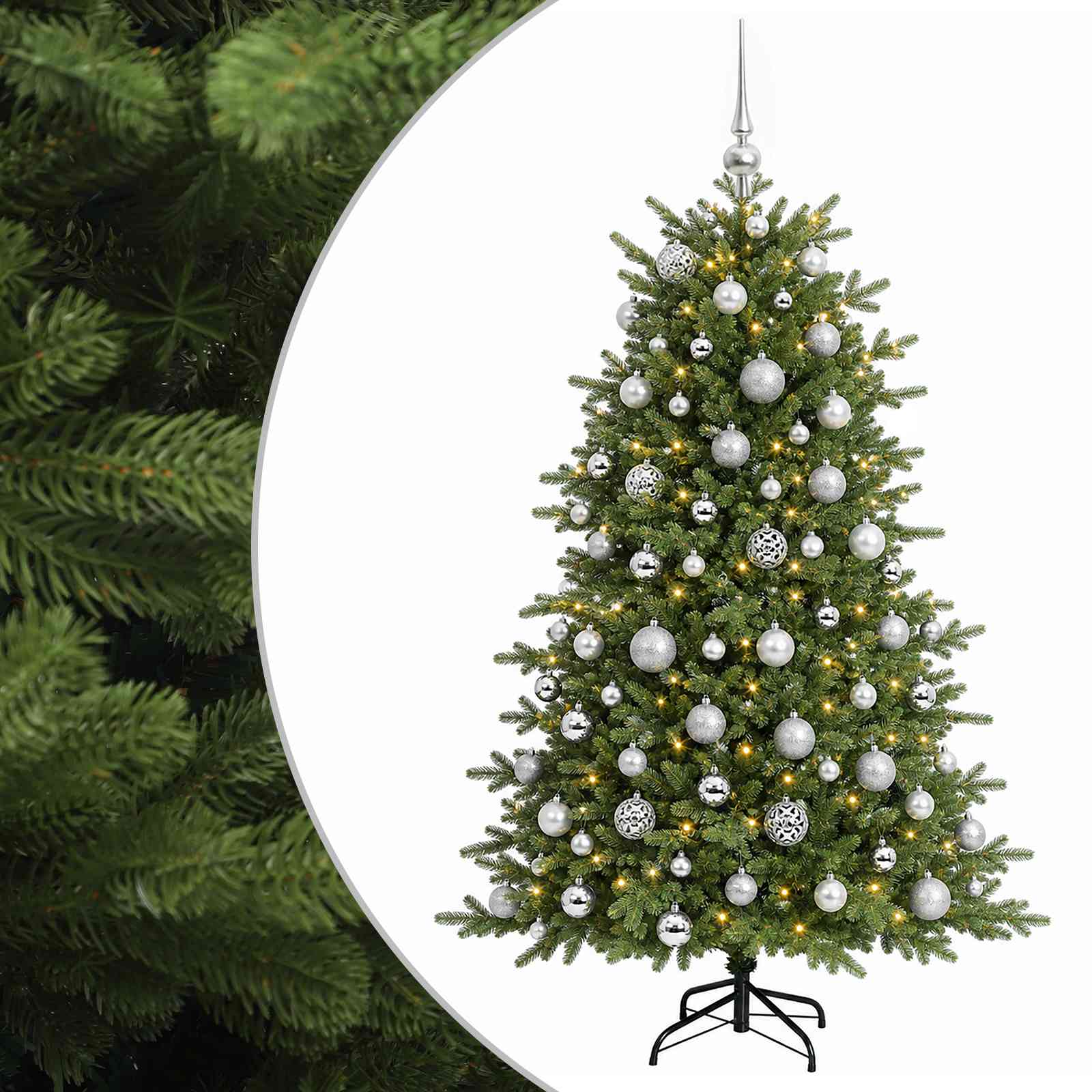 Umetna božična jelka z bučko 240 cm 300 LED Toplo bela