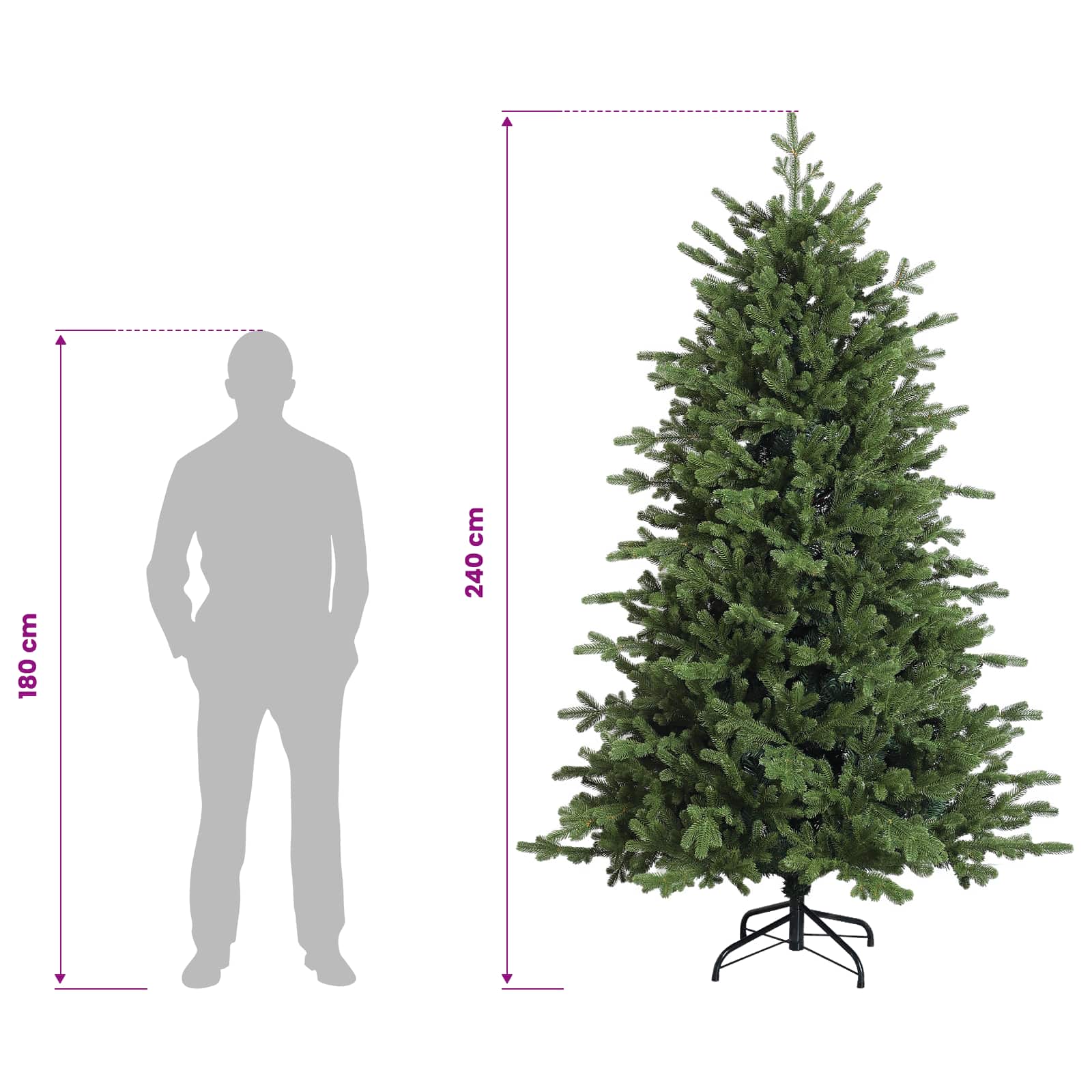 Umetna božična jelka z bučko 240 cm 300 LED Toplo bela
