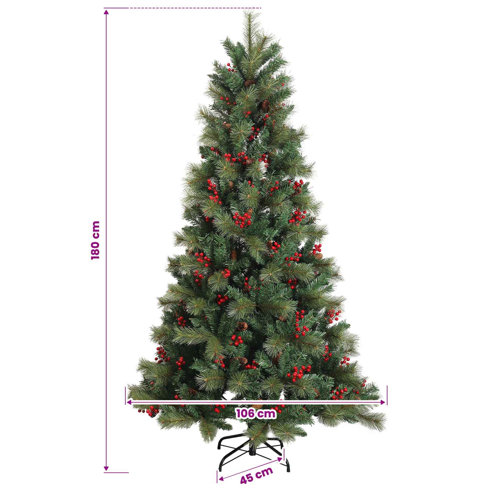 Umetna božična jelka z bučko 180 cm 300 LED Toplo bela