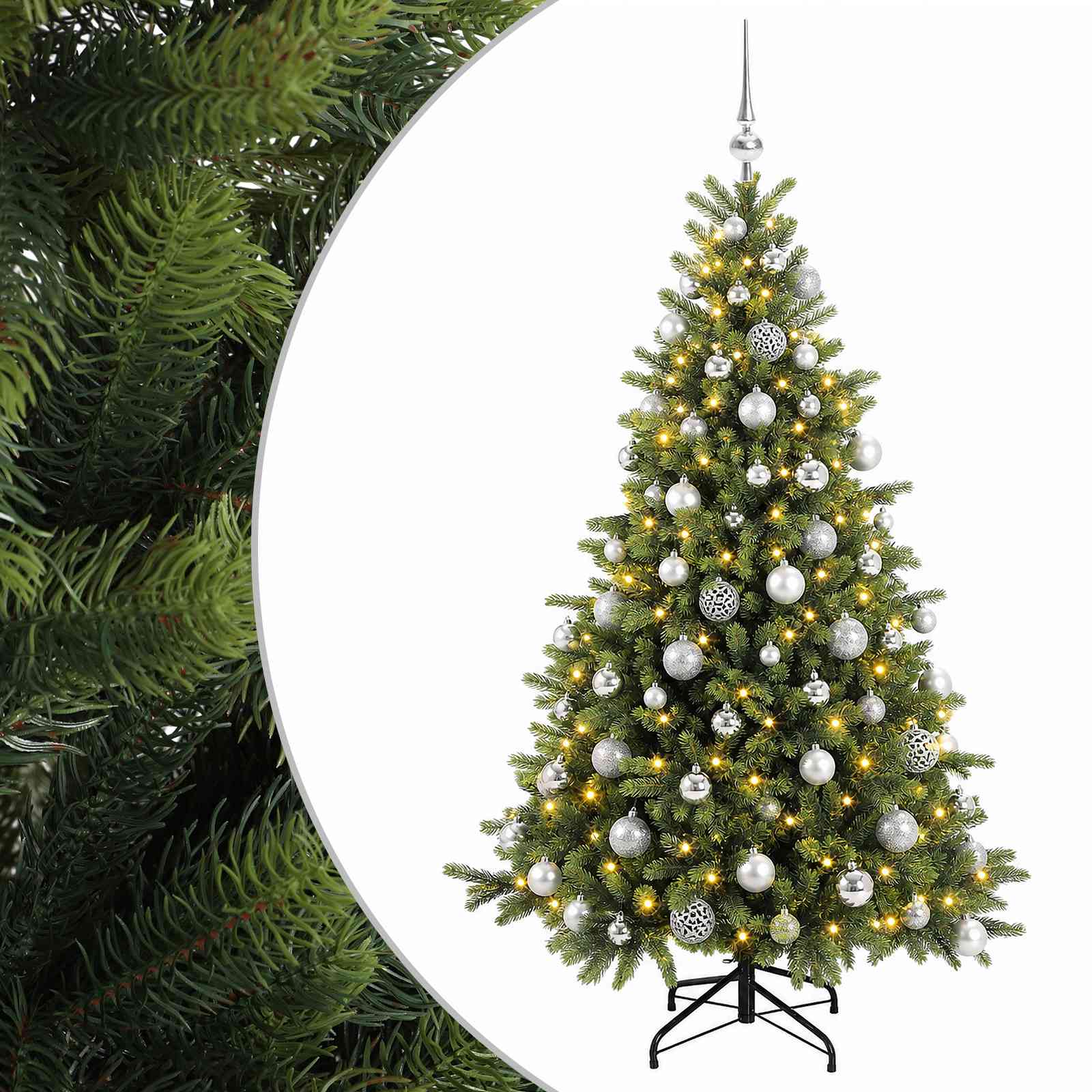 vidaXL Brad de Crăciun artificial cu glob 240 cm 300 LED-uri Alb cald