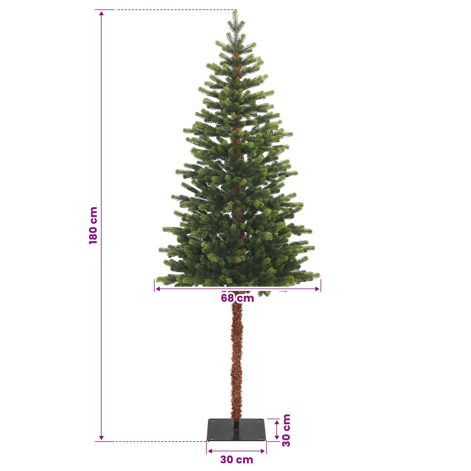 Artificial Christmas Tree with Bauble 300 LEDs size guide