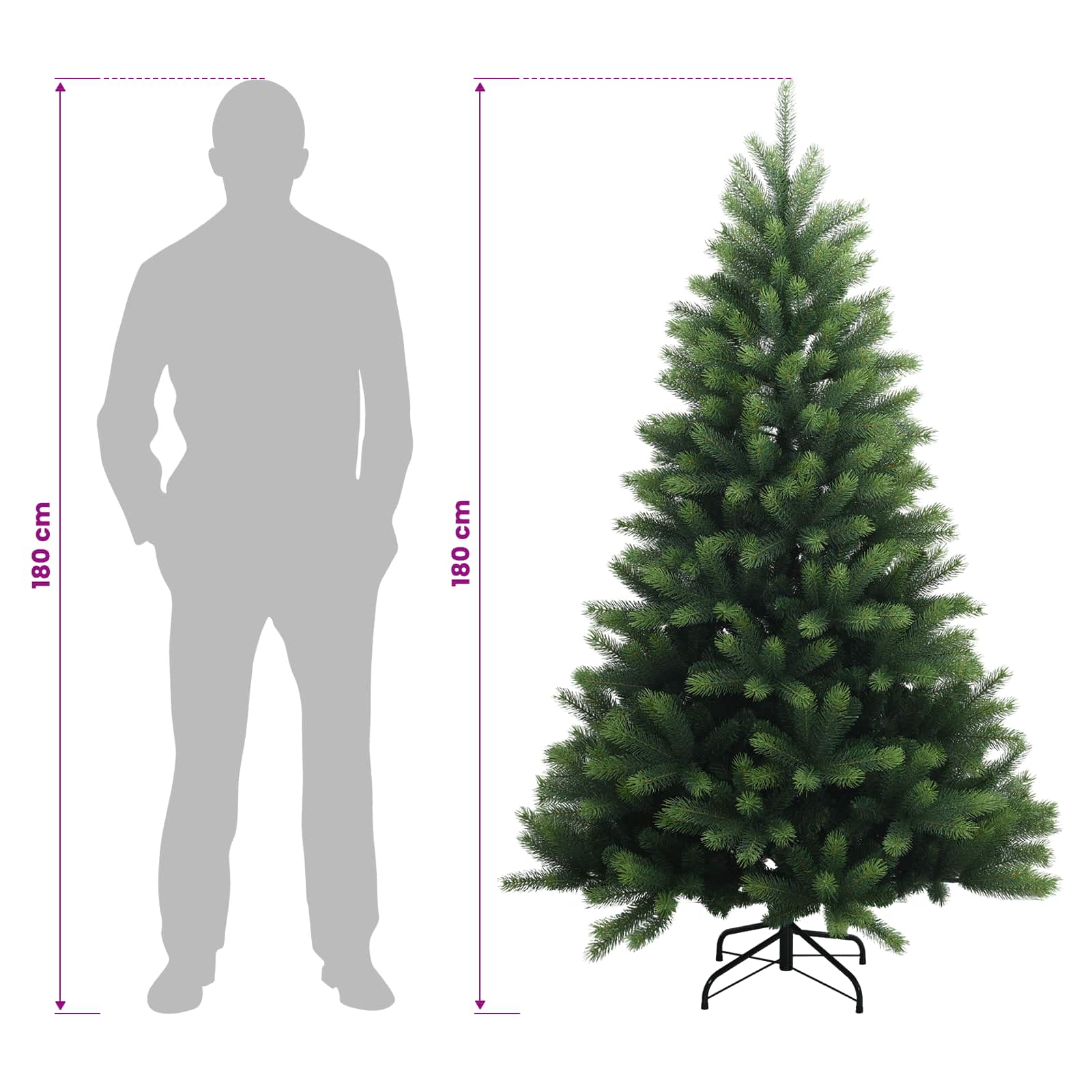 vidaXL Künstlicher Weihnachtsbaum mit Kugel 180 cm 300 LEDs – Bild 14