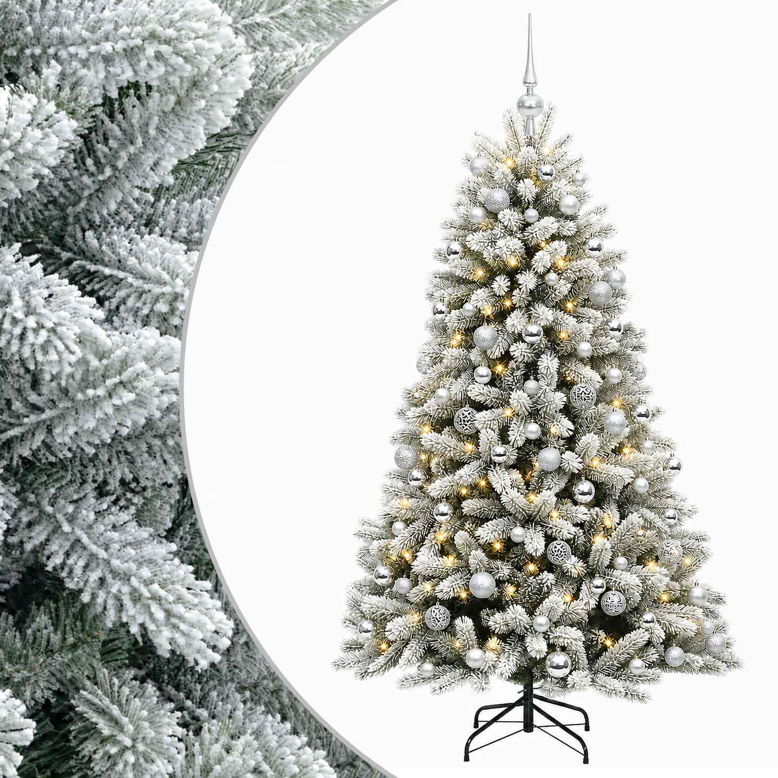 Umjetno božično drevo z okrasnimi kroglami 180 cm 300 LED