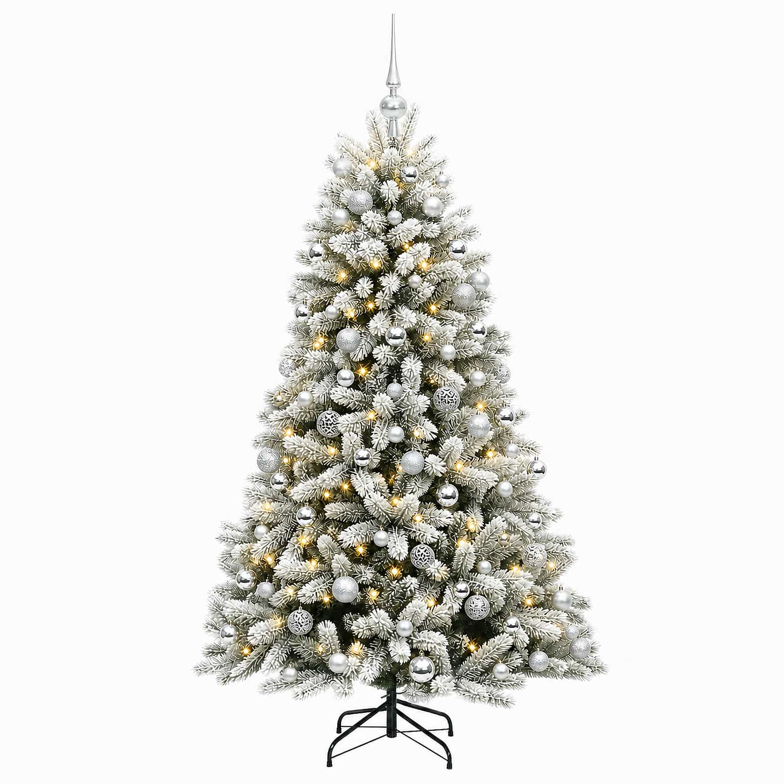 Umjetno božično drevo z okrasnimi kroglami 180 cm 300 LED