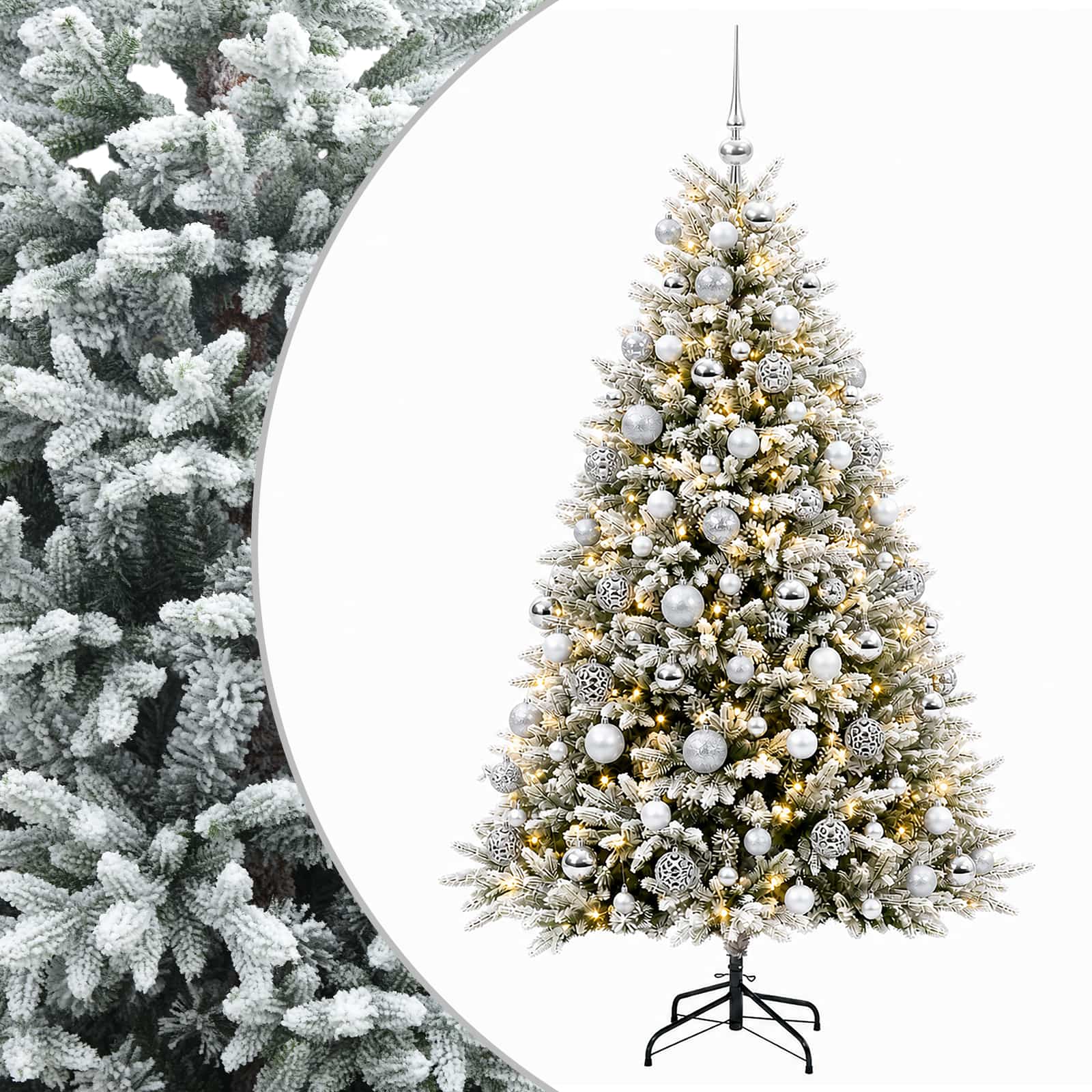 vidaXL Brad de Crăciun artificial cu globuri 180 cm 300 LED-uri