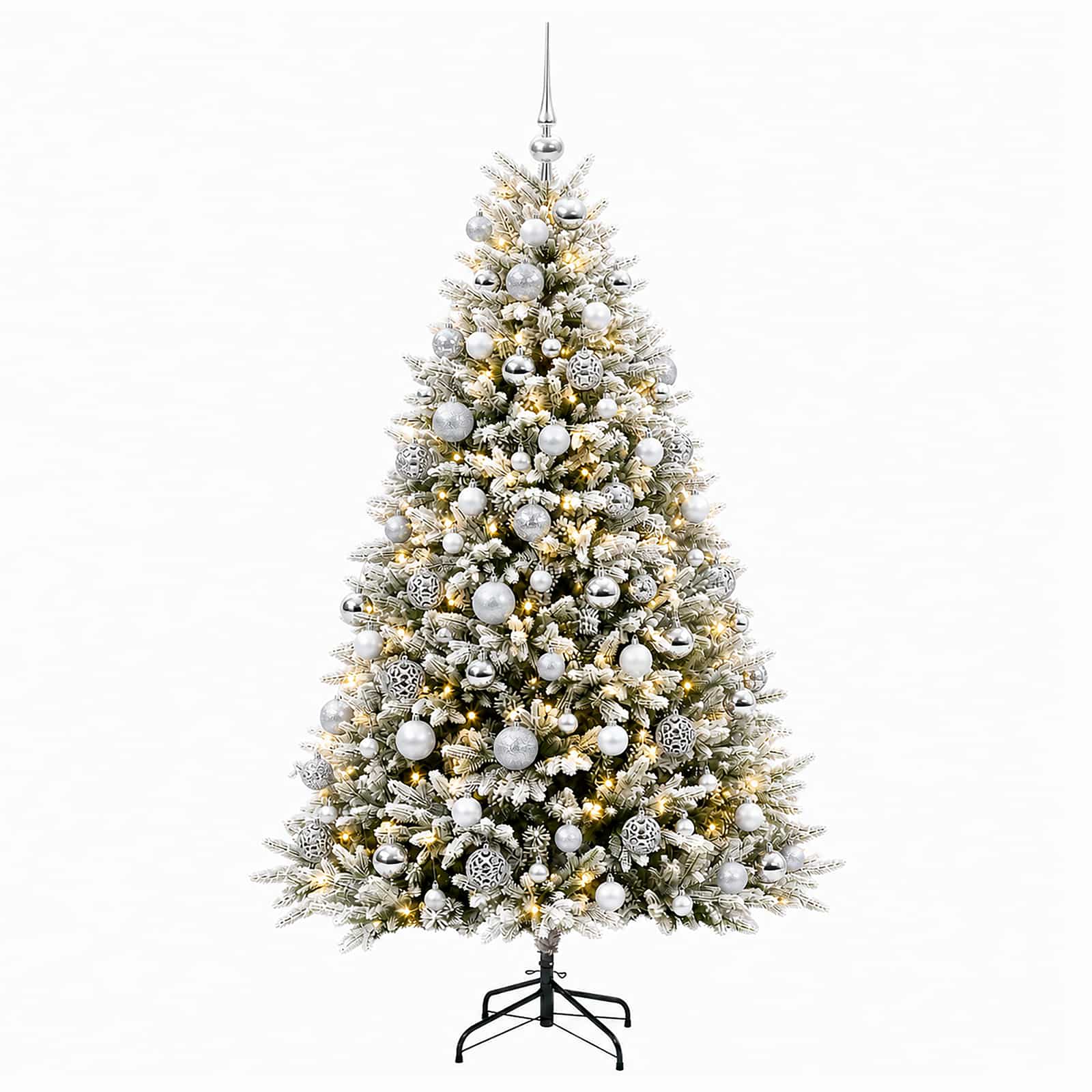 Umjetno božično drevo z okrasnimi kroglami 180 cm 300 LED