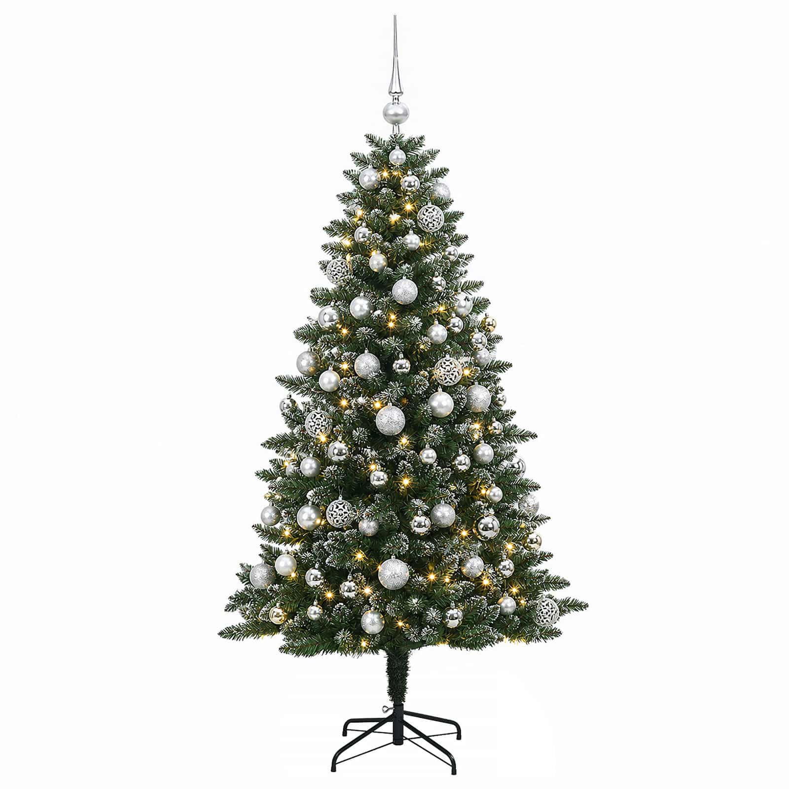 Umjetno božično drevo z okrasnimi kroglami 210 cm 300 LED