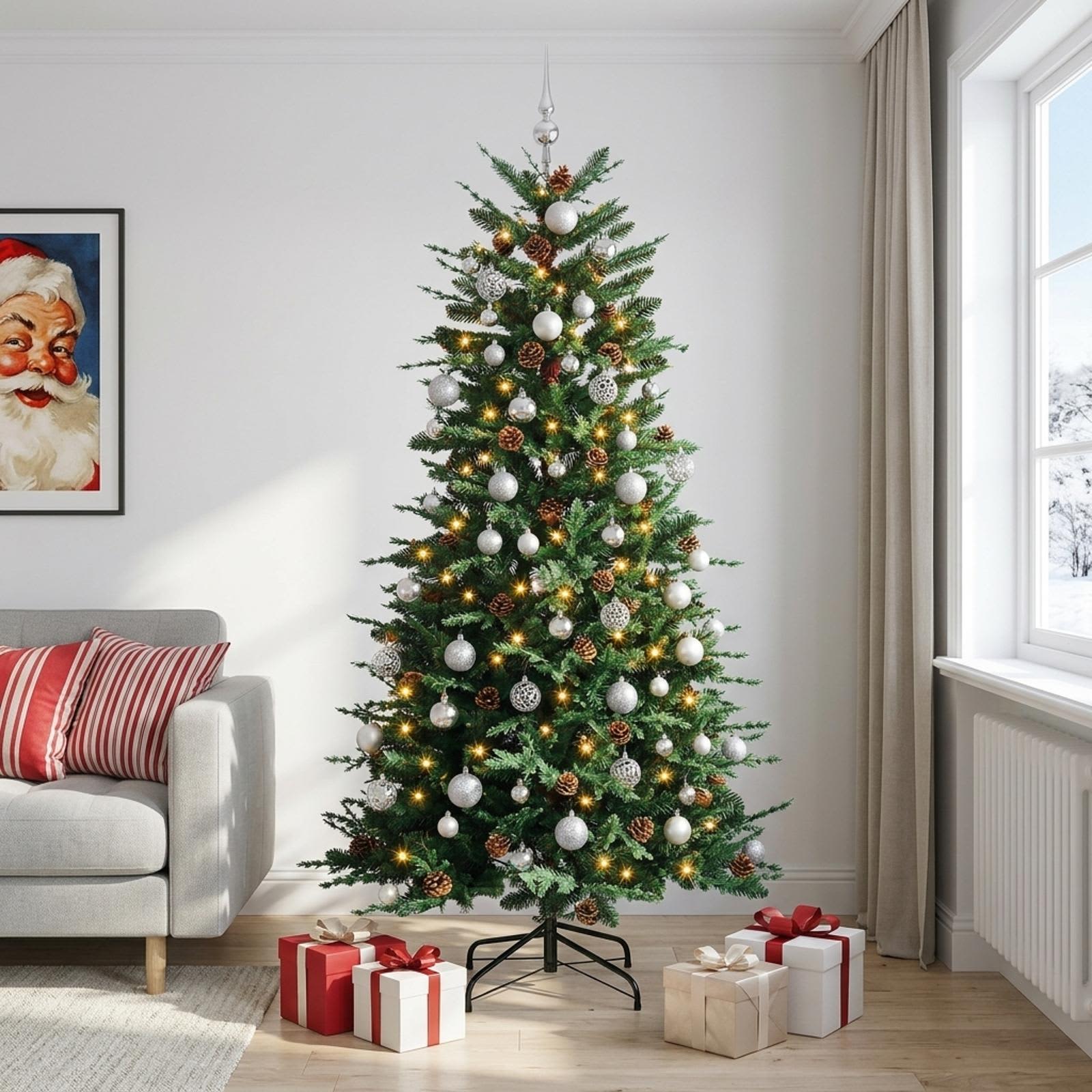 Umetno Zložljivo Božično Drevo 180 cm 300 LED Toplo bela