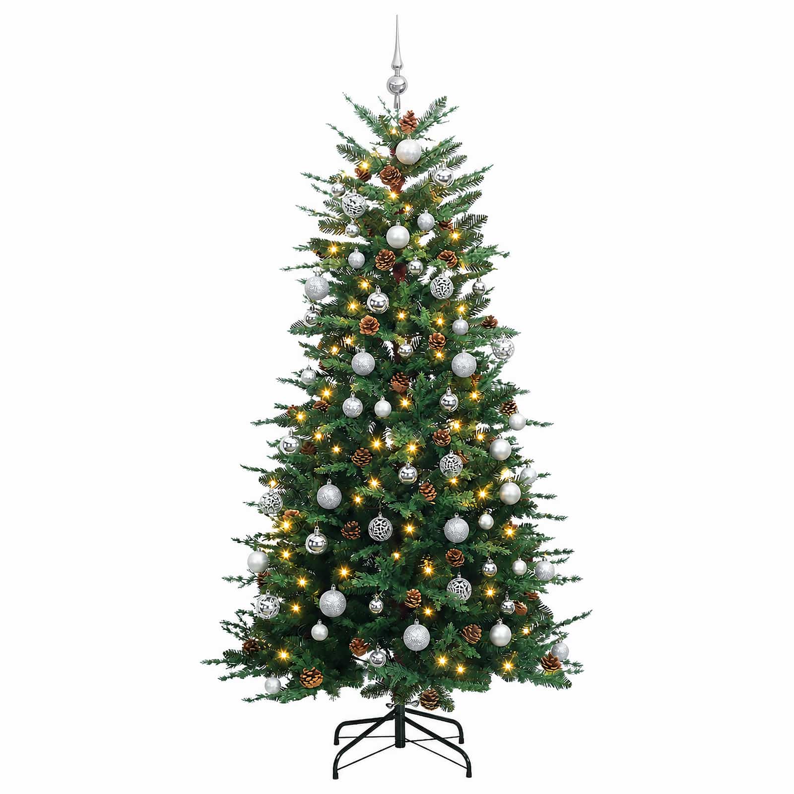 Umetno Zložljivo Božično Drevo 180 cm 300 LED Toplo bela