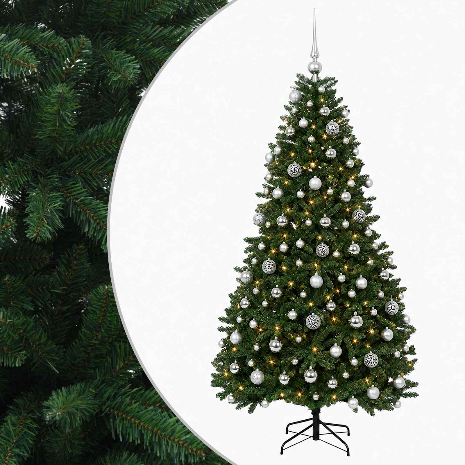 vidaXL Brad de Crăciun artificial, verde mediu, cu globuri 180 cm