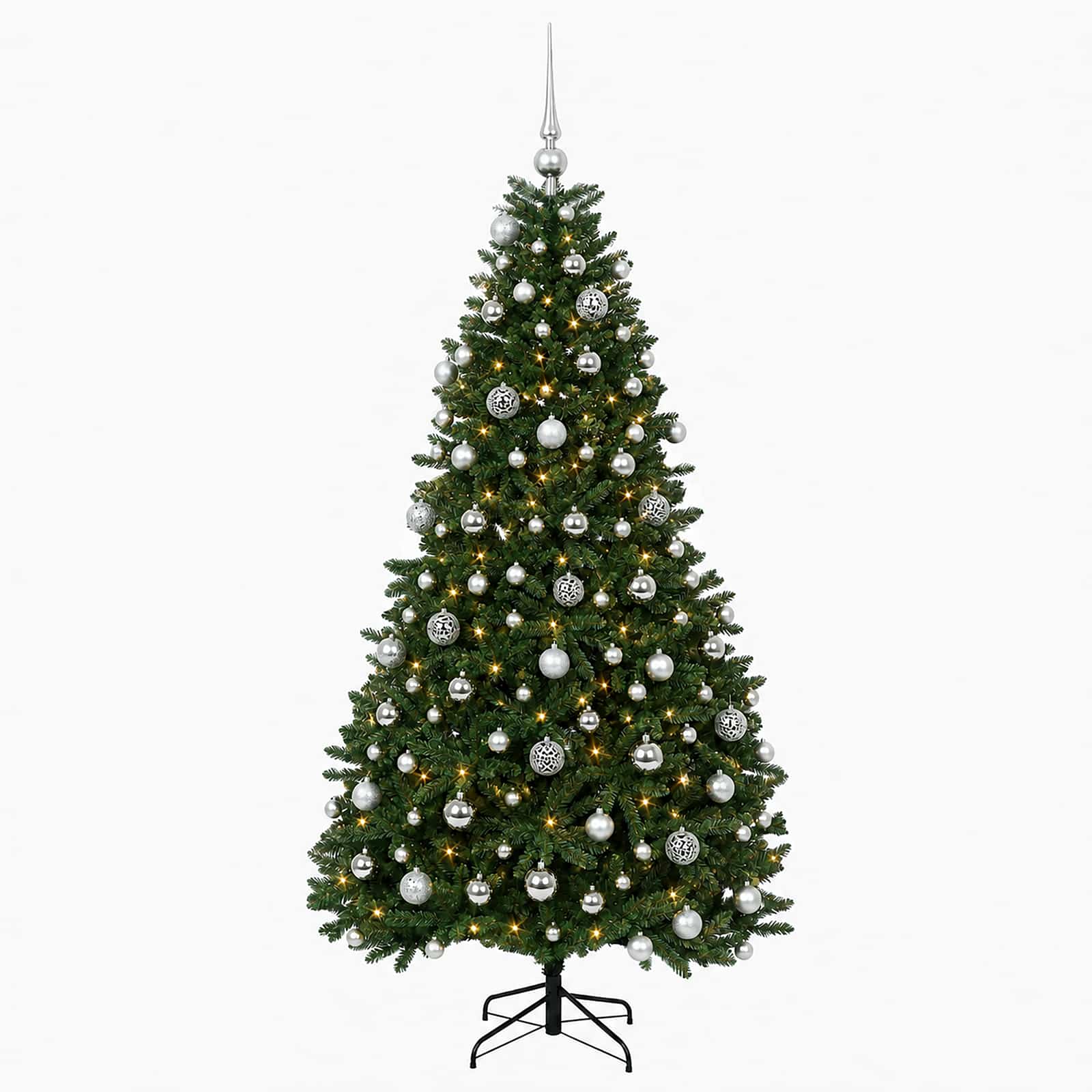 vidaXL Kunstkerstboom middengroen met kerstbal 210 cm 300 LED's groen, foto 4