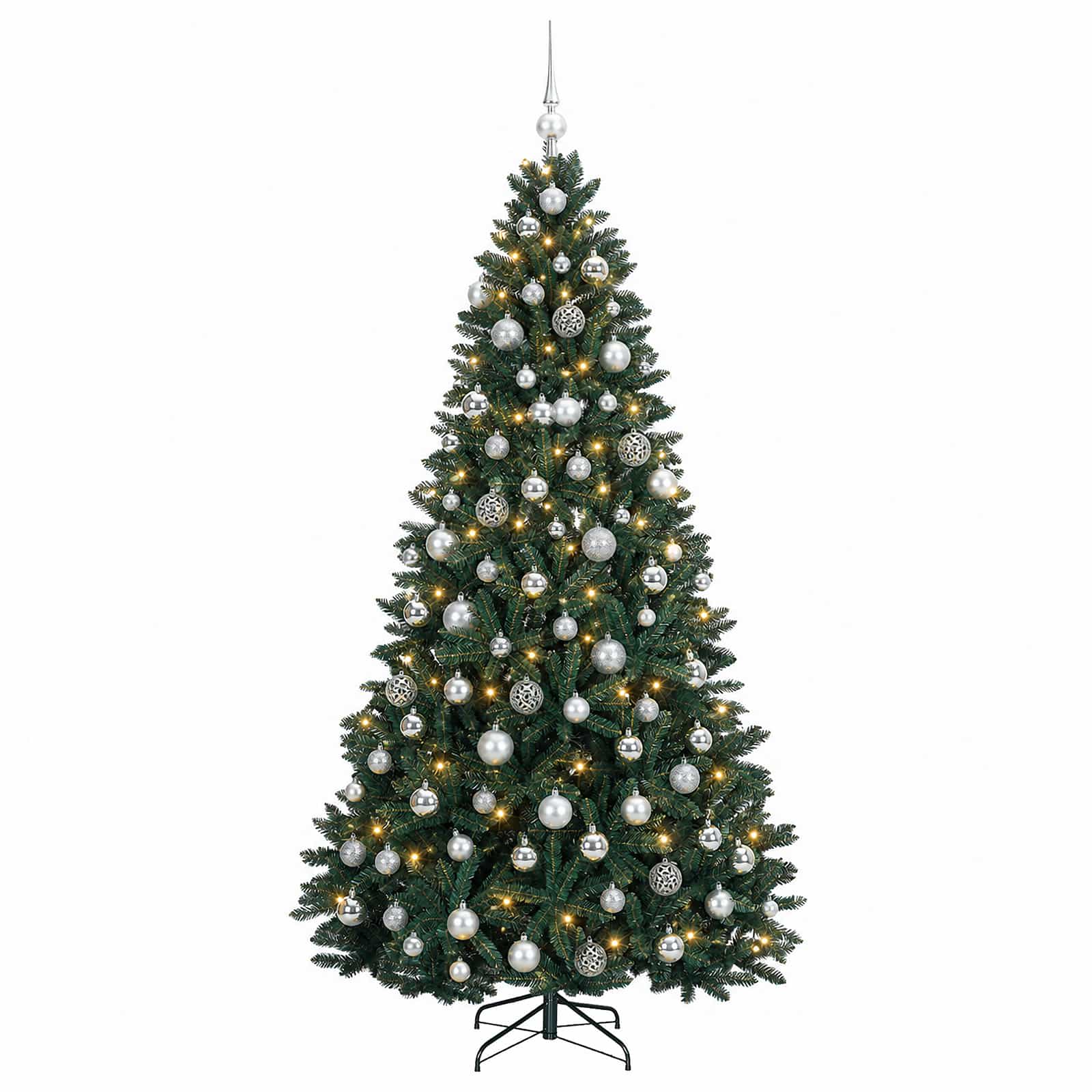 vidaXL Kunstkerstboom donkergroen met kerstbal 240 cm 300 LED's groen, foto 4