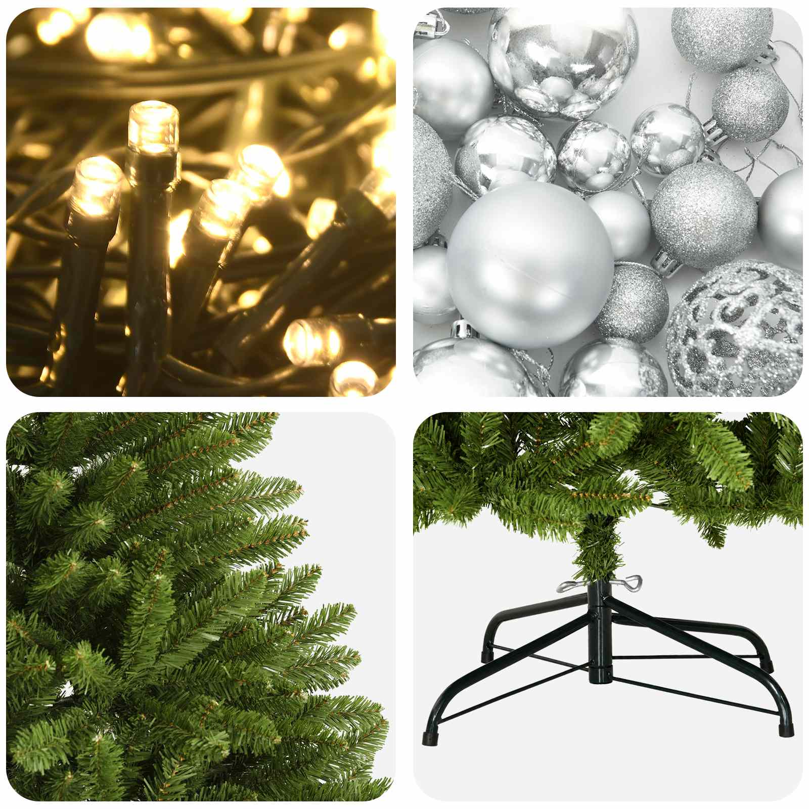 vidaXL Künstlicher Weihnachtsbaum Hellgrün mit Kugeln 240 cm 300 LEDs – Bild 7
