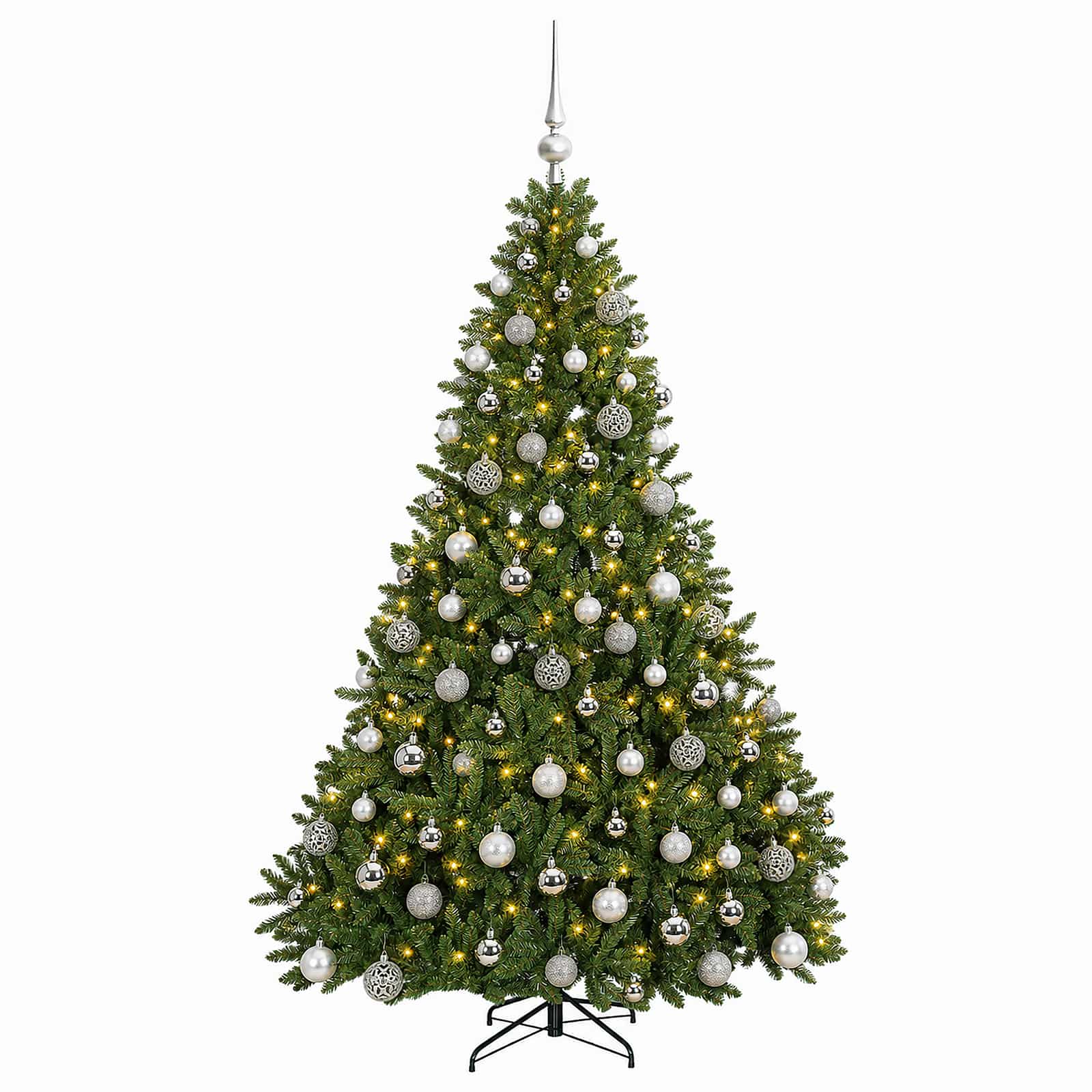 vidaXL Künstlicher Weihnachtsbaum Hellgrün mit Kugeln 240 cm 300 LEDs – Bild 4