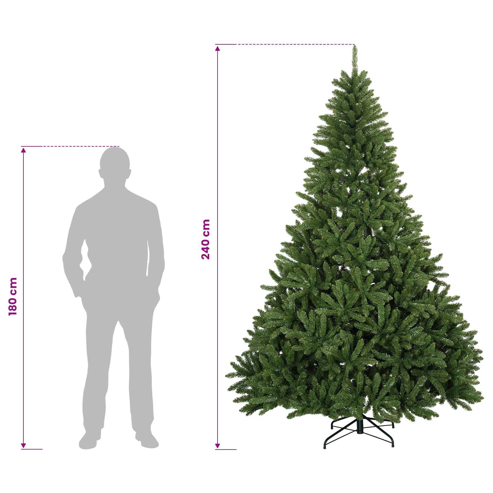 vidaXL Künstlicher Weihnachtsbaum Hellgrün mit Kugeln 240 cm 300 LEDs – Bild 14