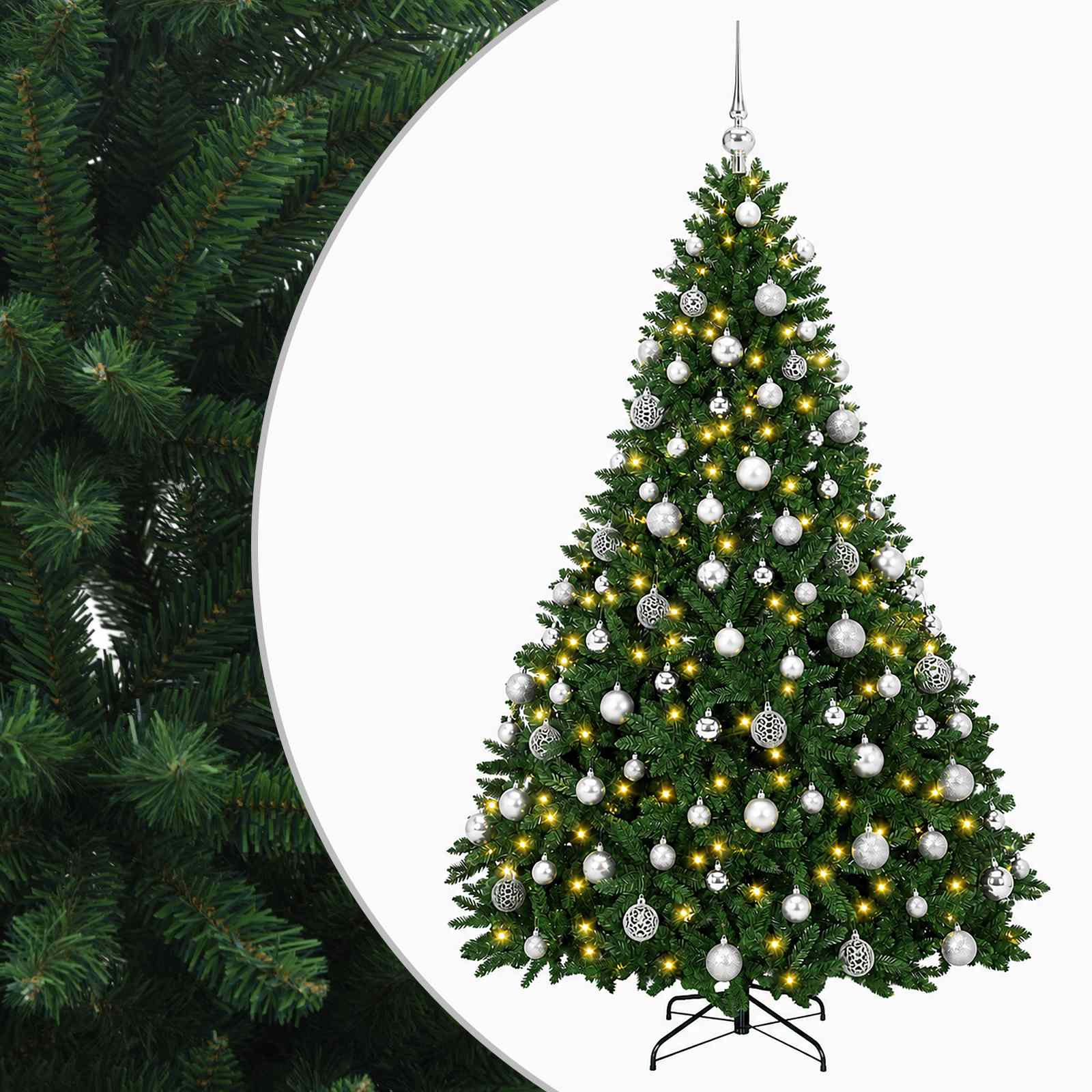 vidaXL Kunstkerstboom middengroen met kerstbal 180 cm 300 LED's groen, foto 3