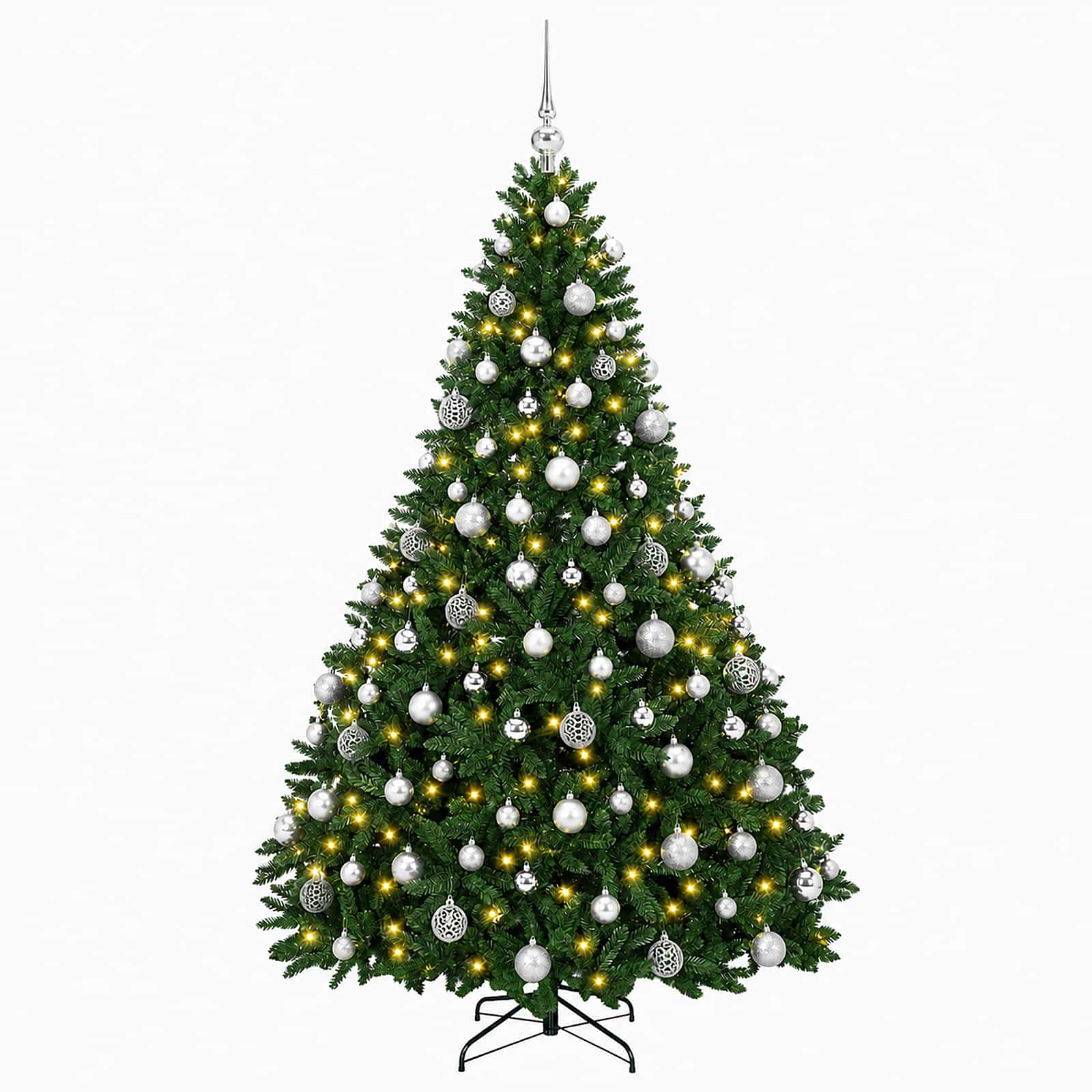 vidaXL Kunstkerstboom middengroen met kerstbal 180 cm 300 LED's groen, foto 4
